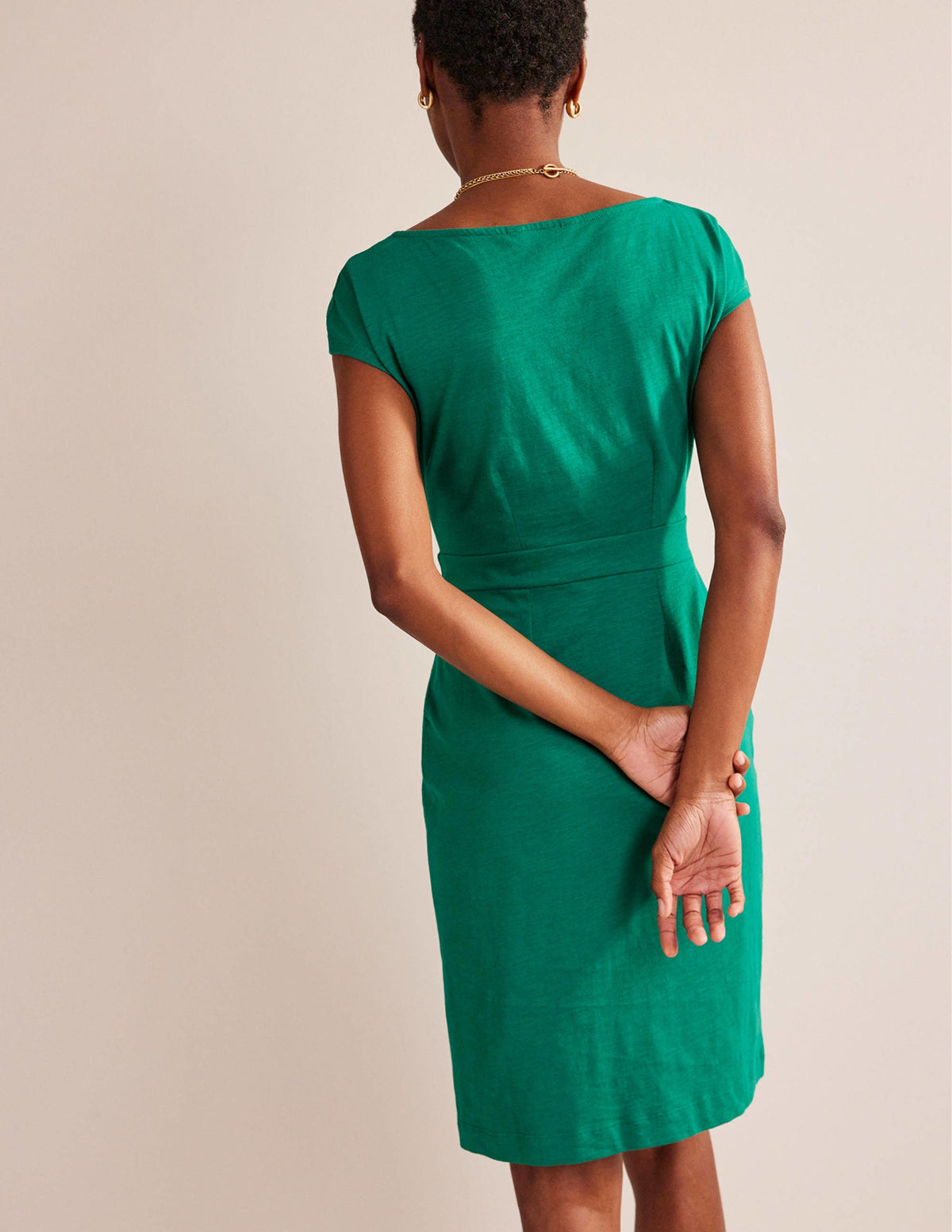 Florrie Jersey Dress-Bright Emerald - Image 3