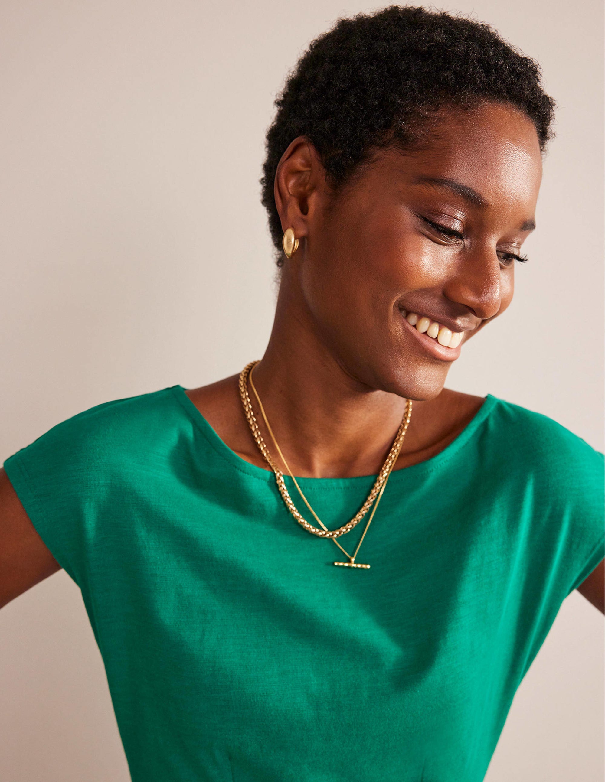Florrie Jersey Dress-Bright Emerald - Image 4
