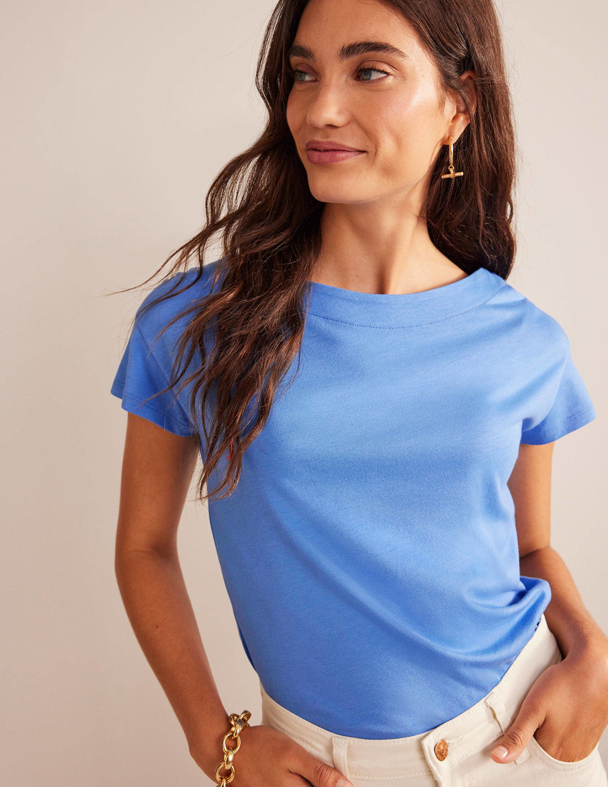 Supersoft Boat Neck T-Shirt-Marina - Image 4