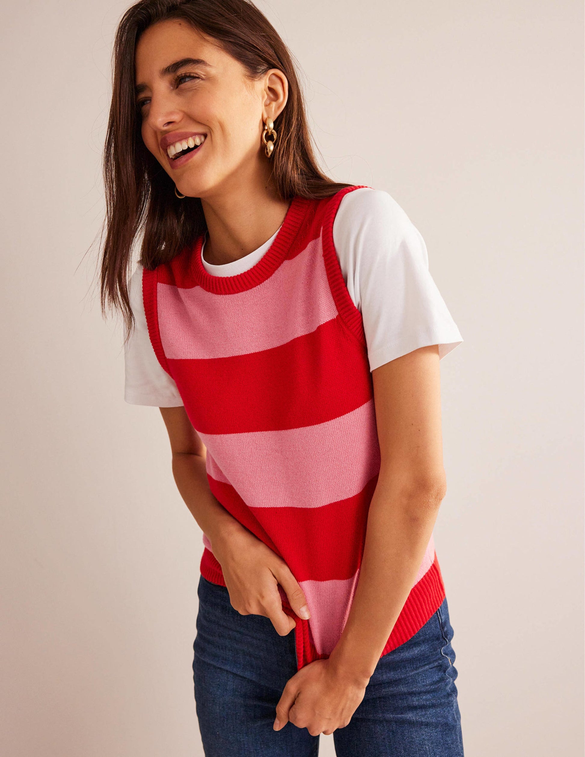 Fiona Sweater Vest-Hot Pepper and Crayon Pink-1