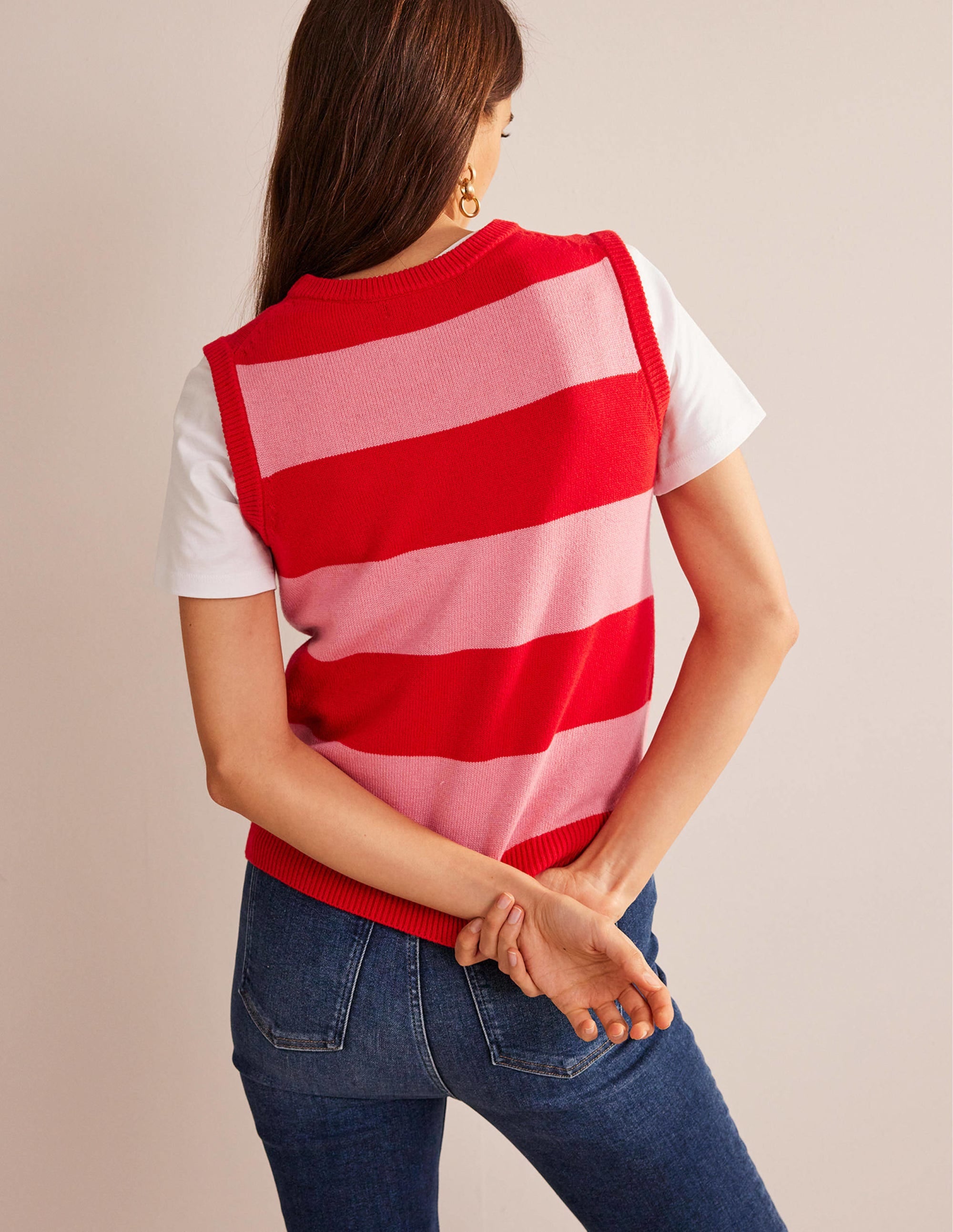 Fiona Sweater Vest-Hot Pepper and Crayon Pink - Image 3