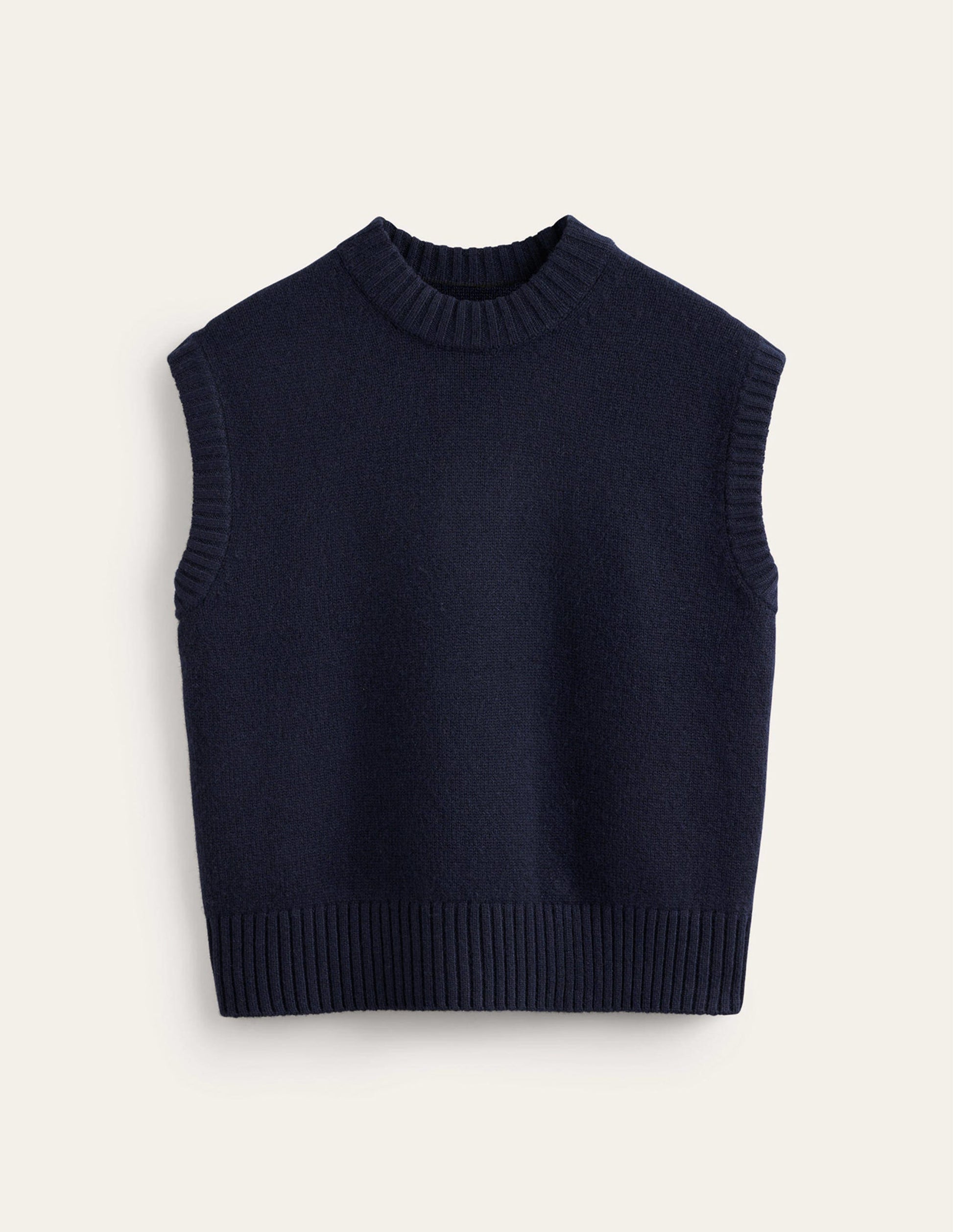 Chunky Cashmere Crew Neck Vest-navy-5