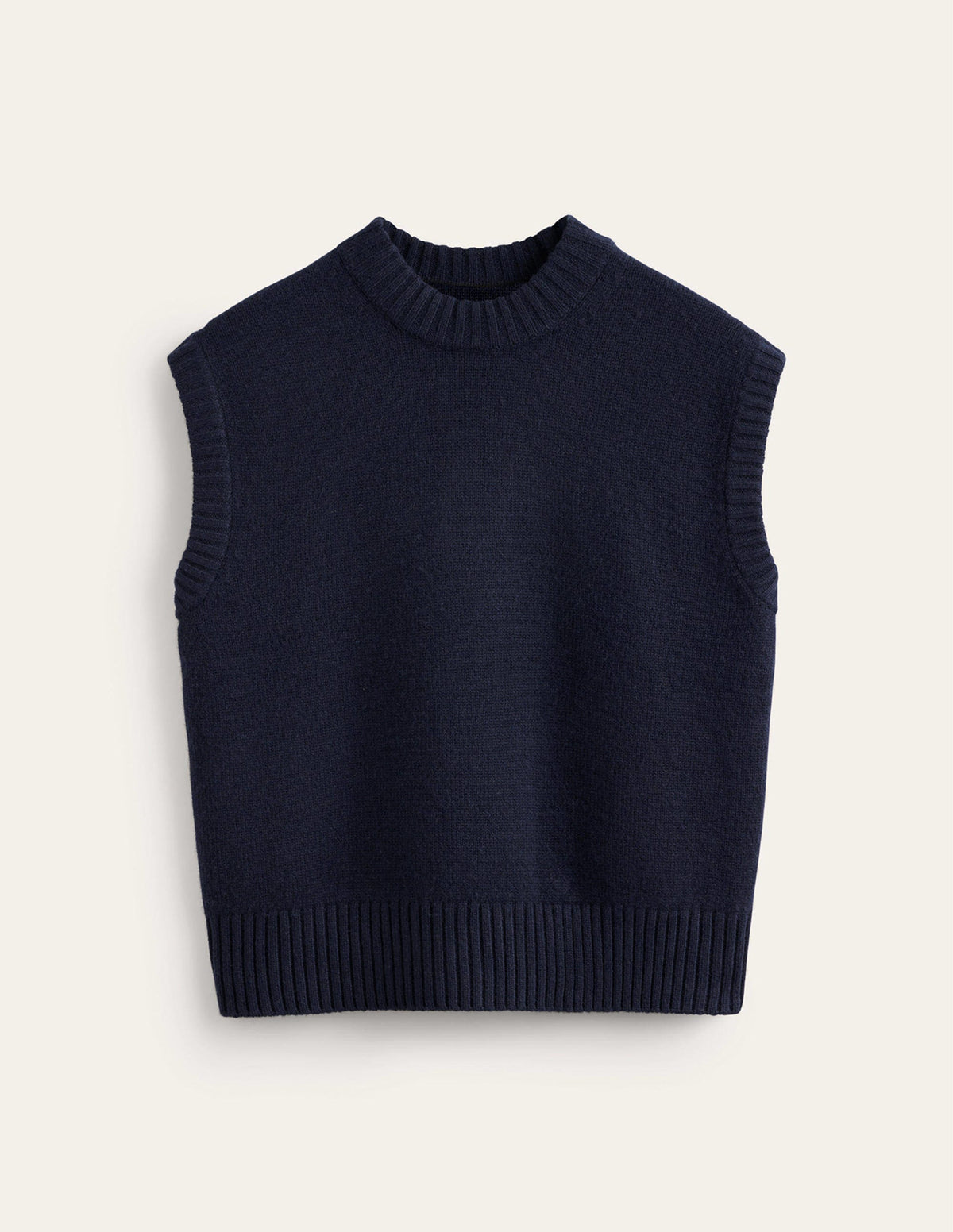Chunky Cashmere Crew Neck Vest-navy - Image 5