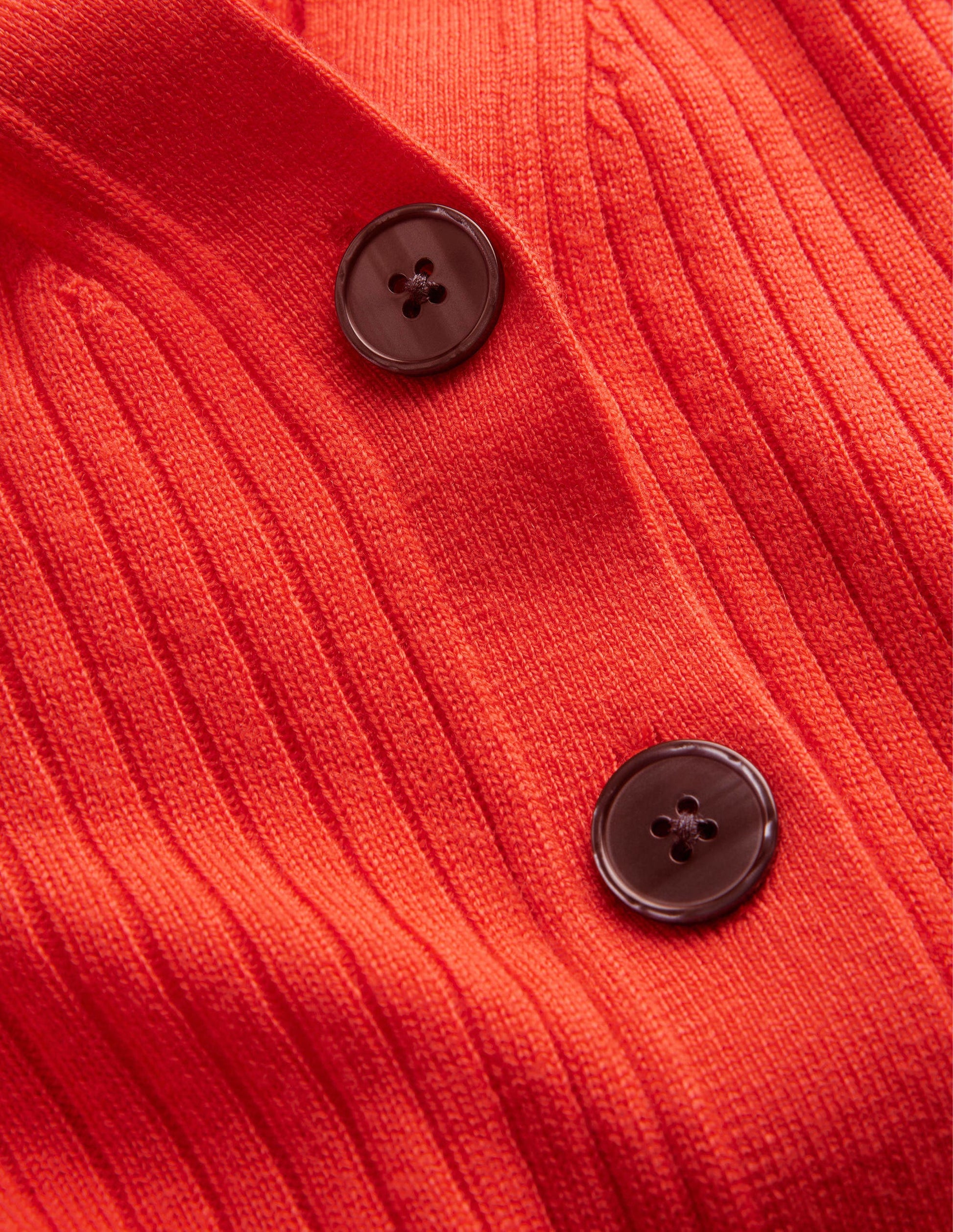 Ribbed Merino V Cardigan-Vermillion Red-6
