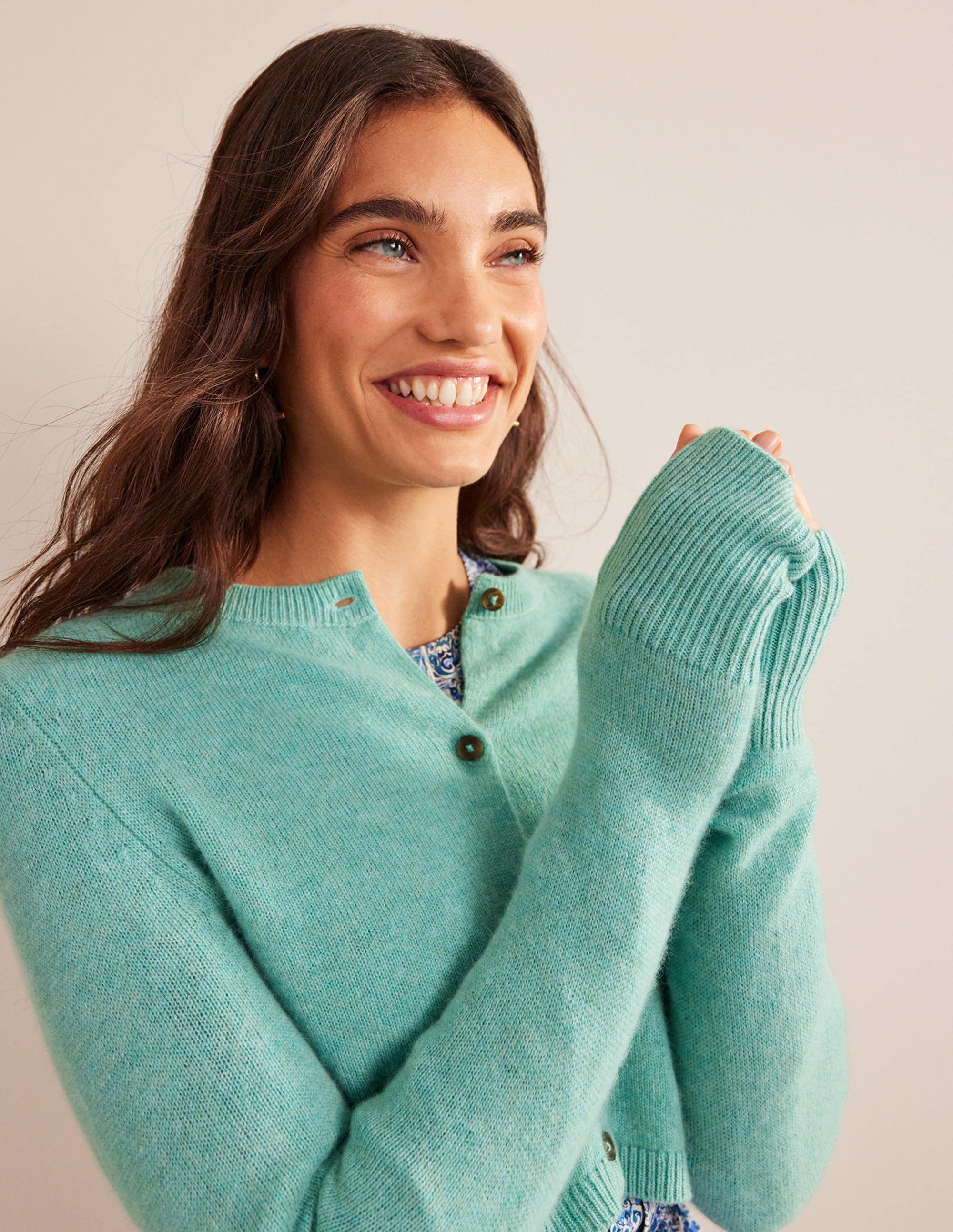 Cropped Cashmere Cardigan-Indian Ocean - Image 2