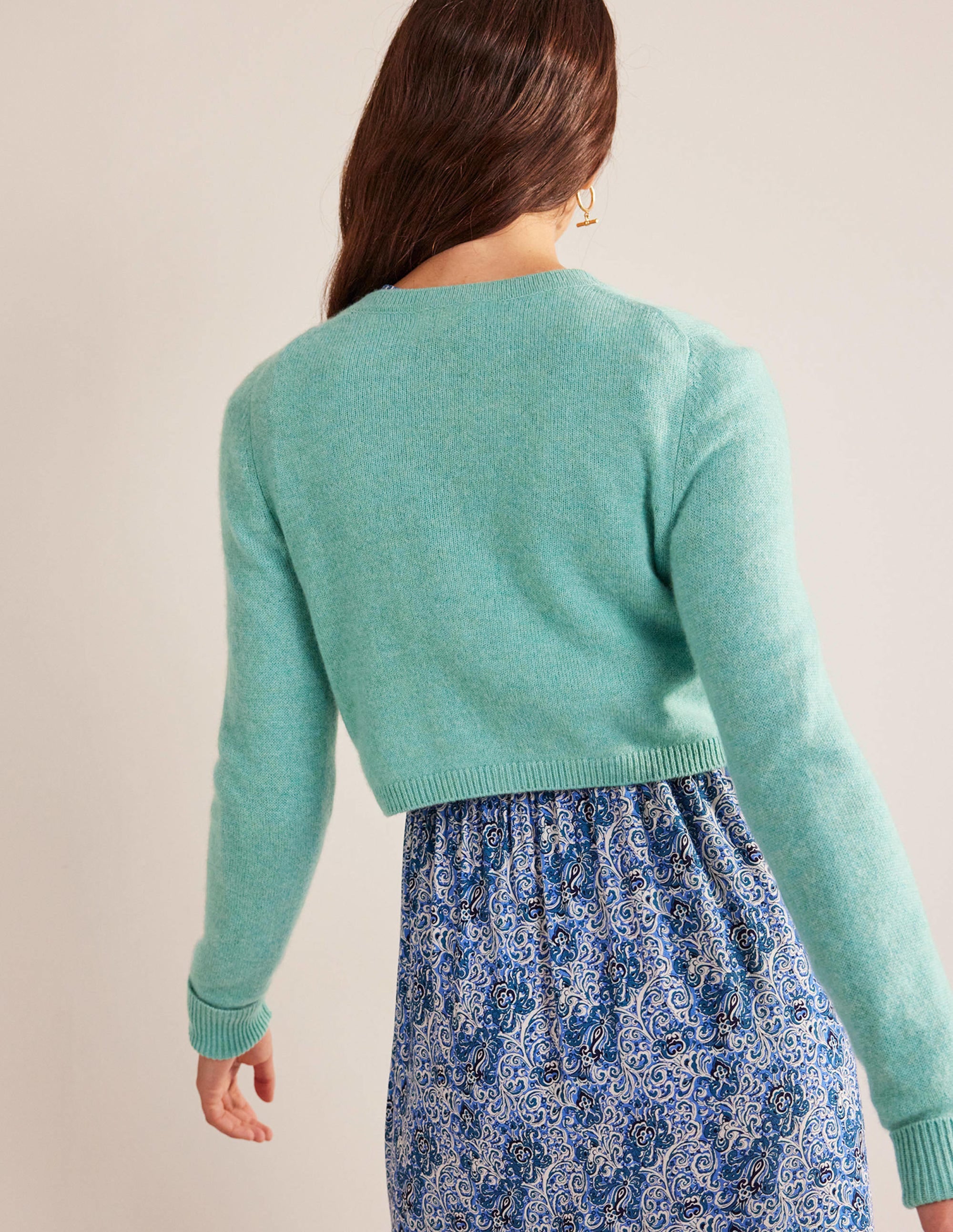 Cropped Cashmere Cardigan-Indian Ocean - Image 3