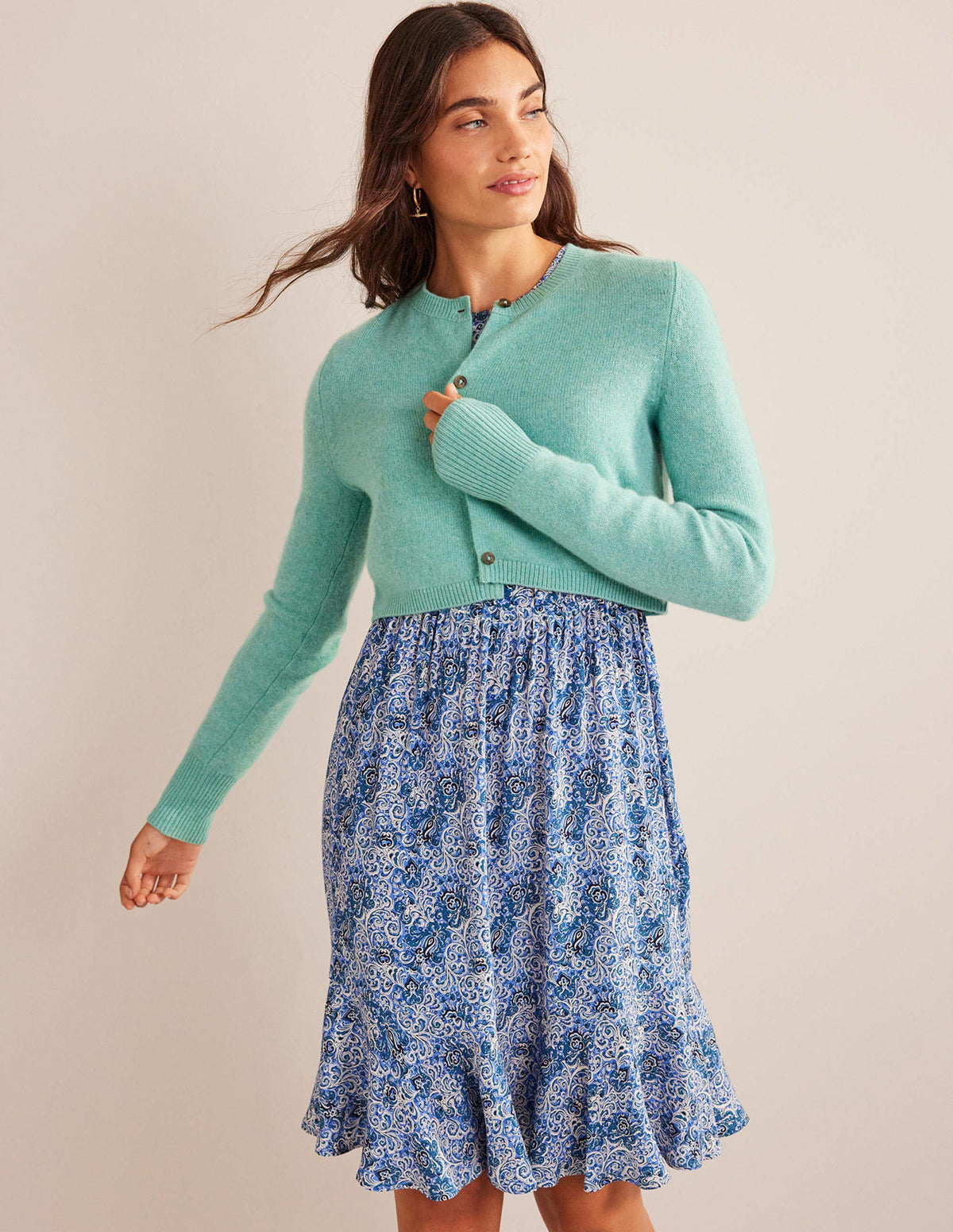 Cropped Cashmere Cardigan-Indian Ocean - Image 4