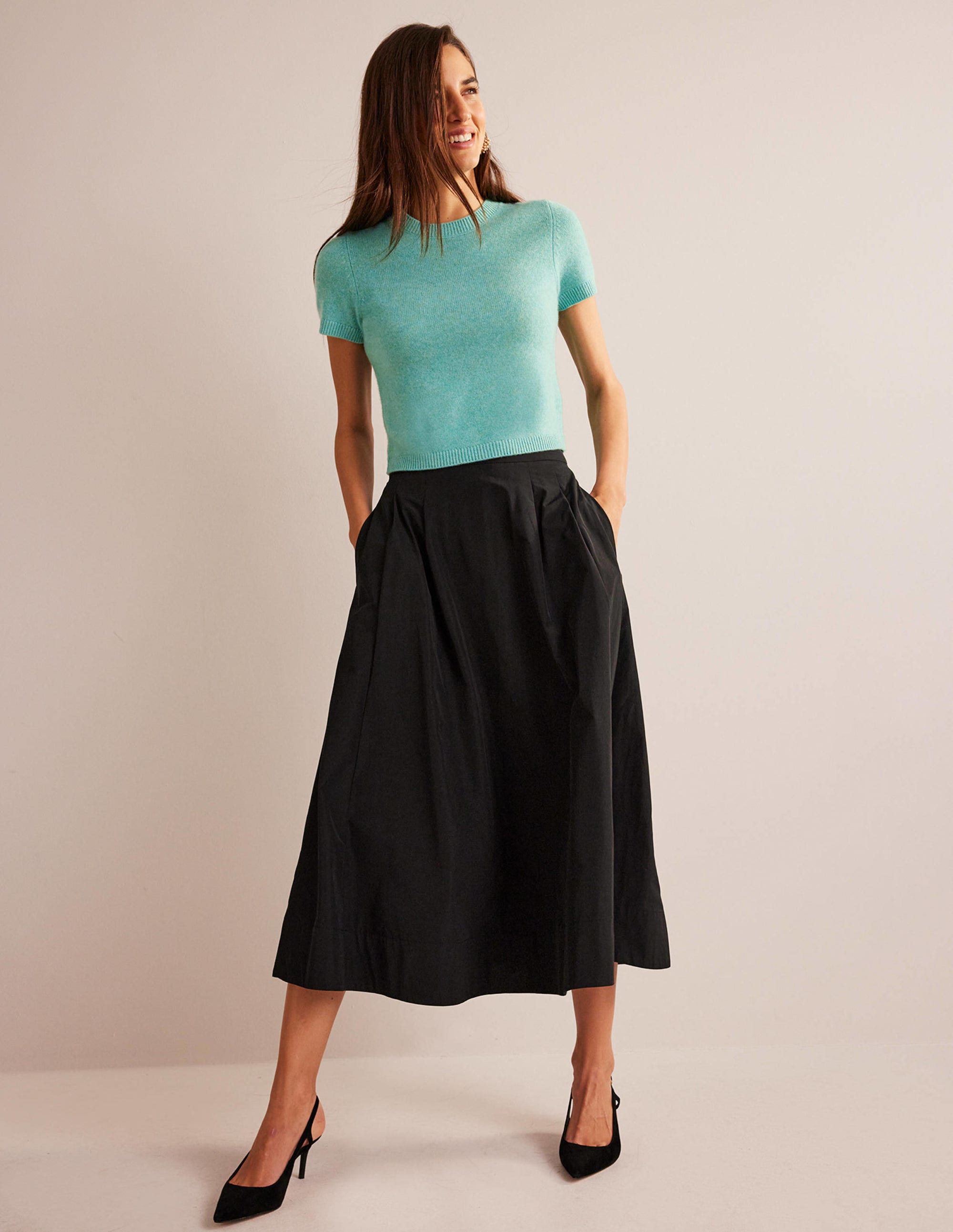 Cropped Cashmere T-Shirt-Indian Ocean - Image 4