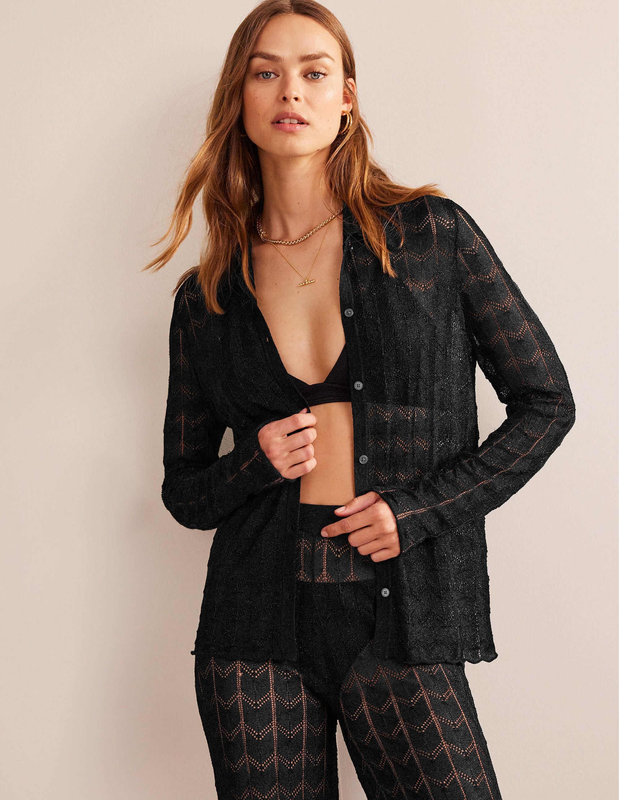 Knitted Beach Shirt-Metallic Black - Image 4