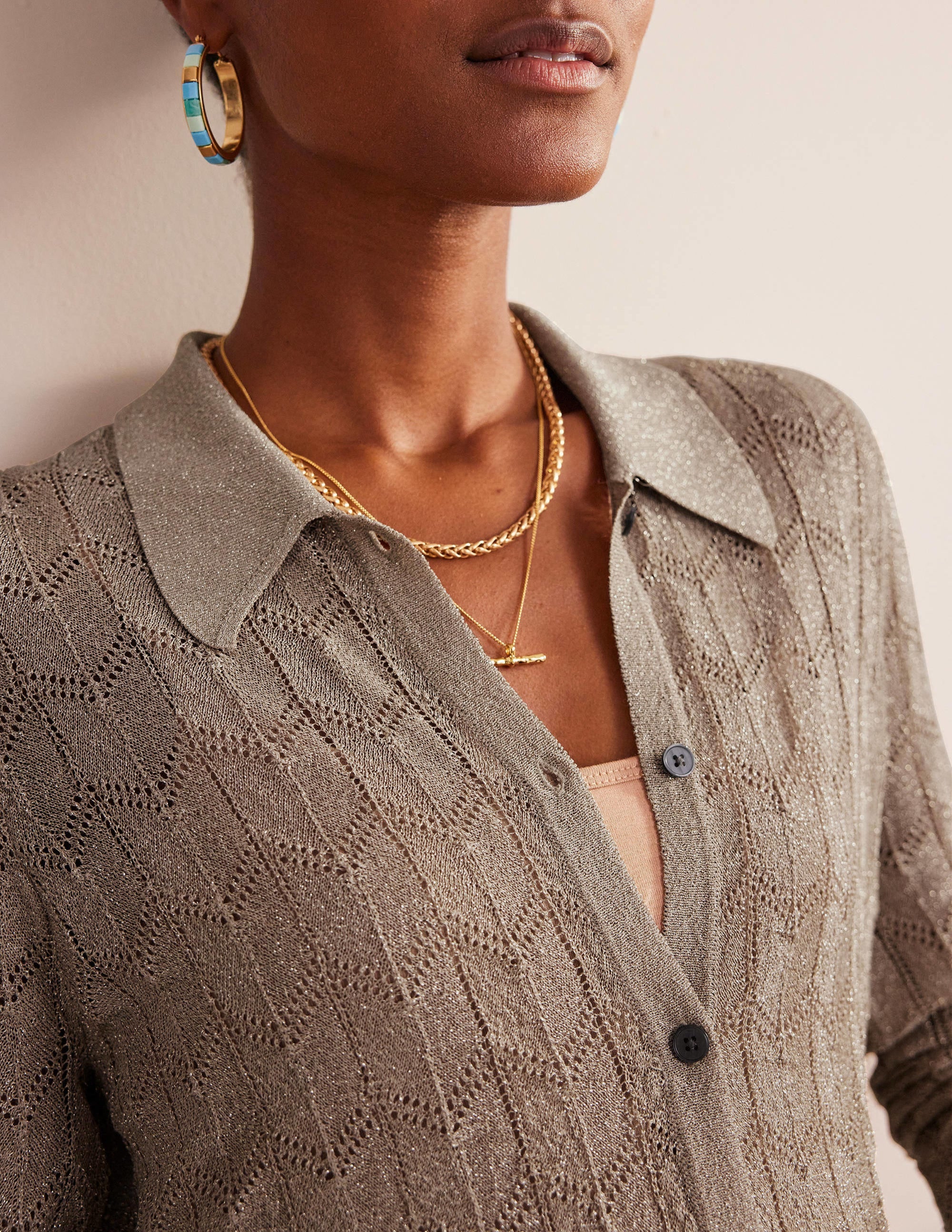 Knitted Beach Shirt-Metallic Stone - Image 2