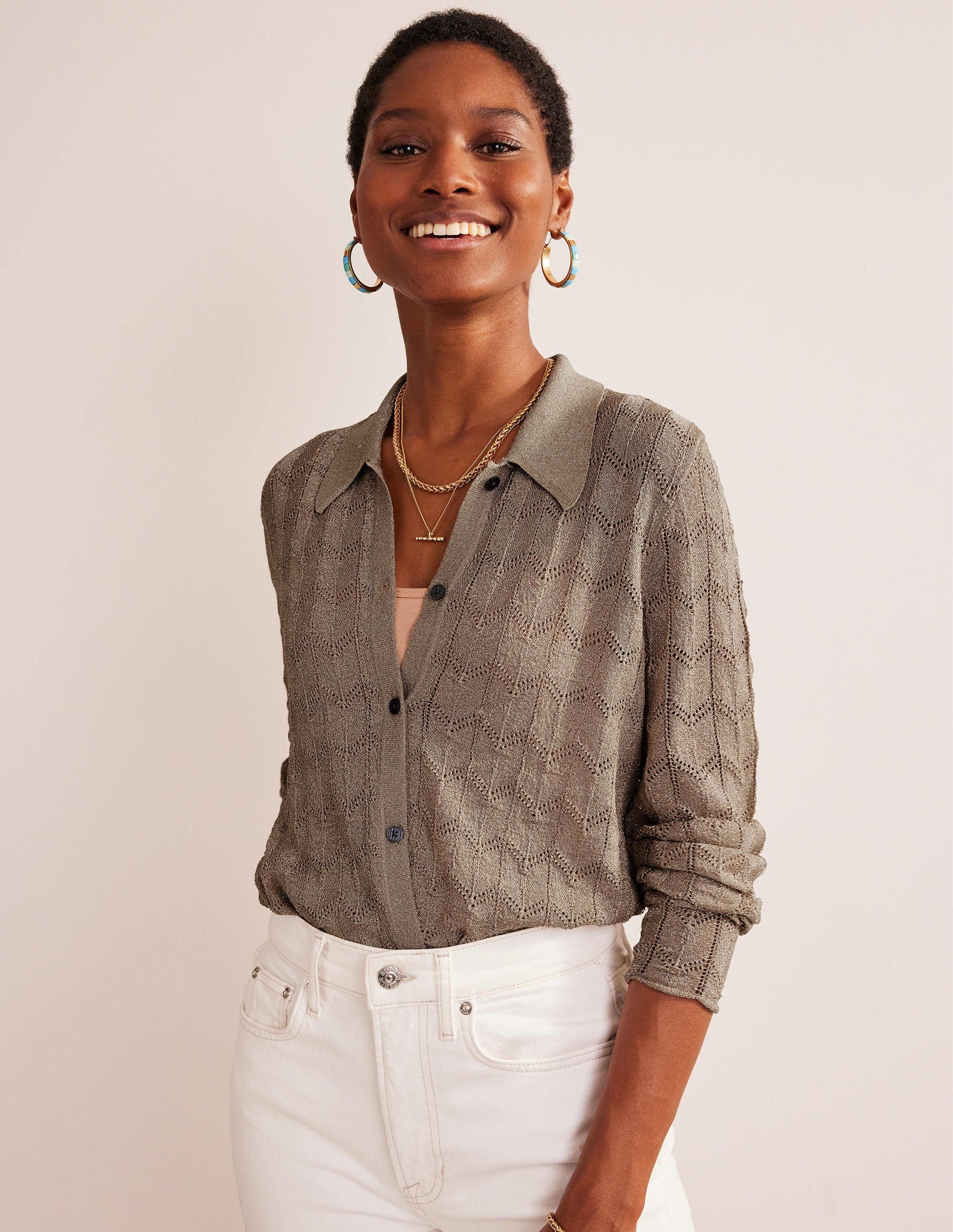 Knitted Beach Shirt-Metallic Stone - Image 4