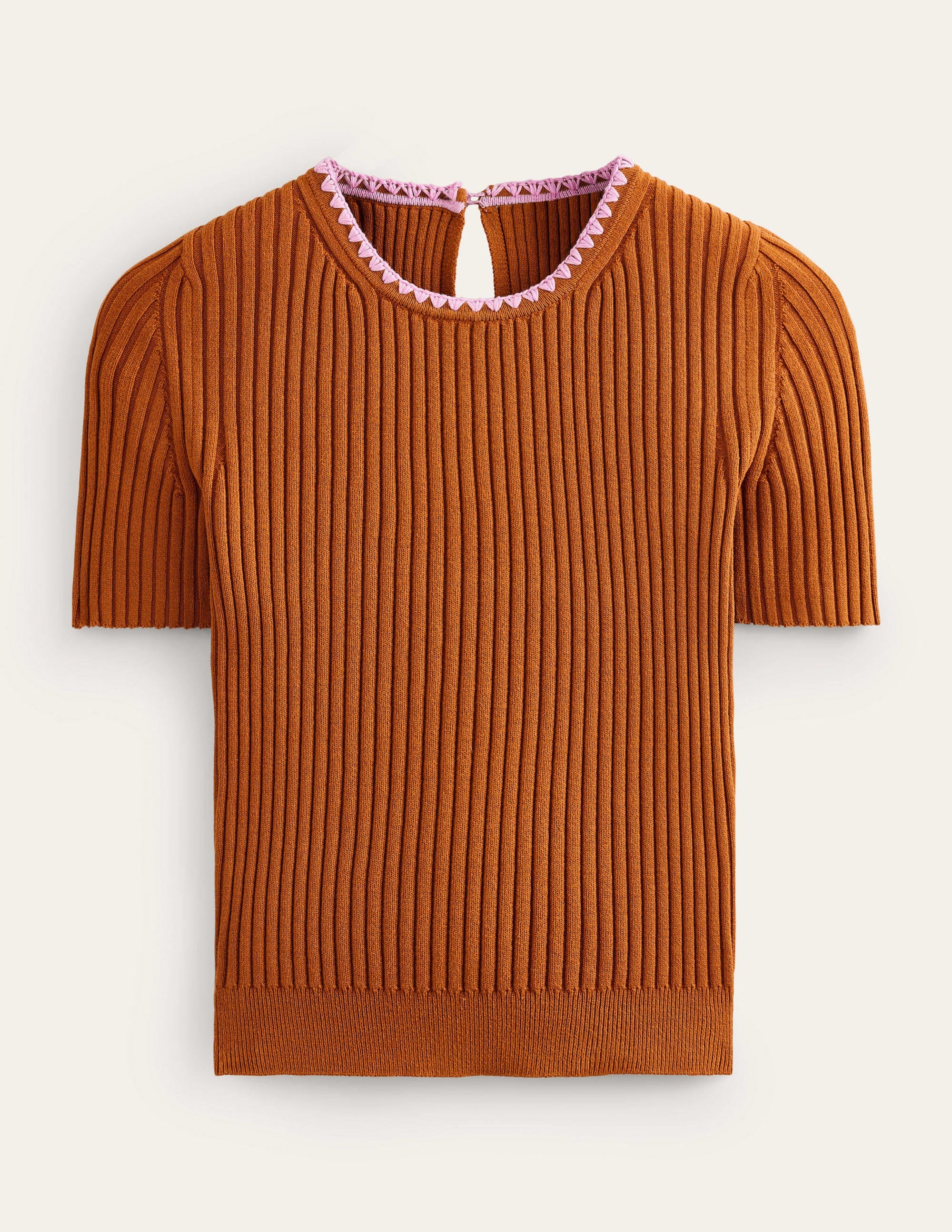 Crochet-Trim Knitted T-Shirt-Pumpkin - Image 7