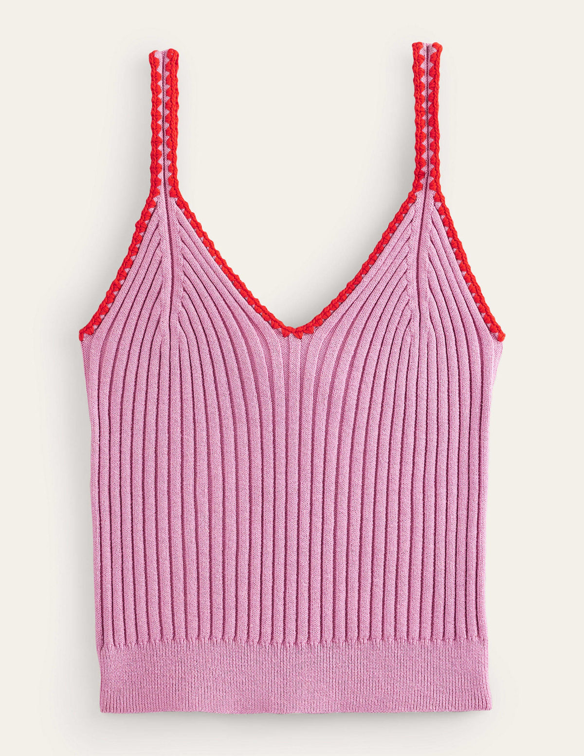Cropped Crochet Trim Knit Tank-Soft Lavender - Image 5