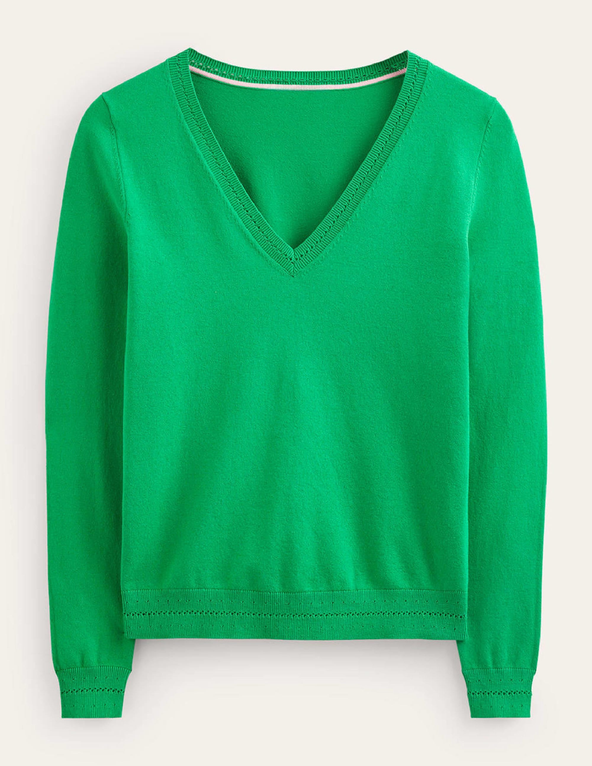 Catriona Cotton V-Neck Jumper-Fresh Mint Green - Image 5