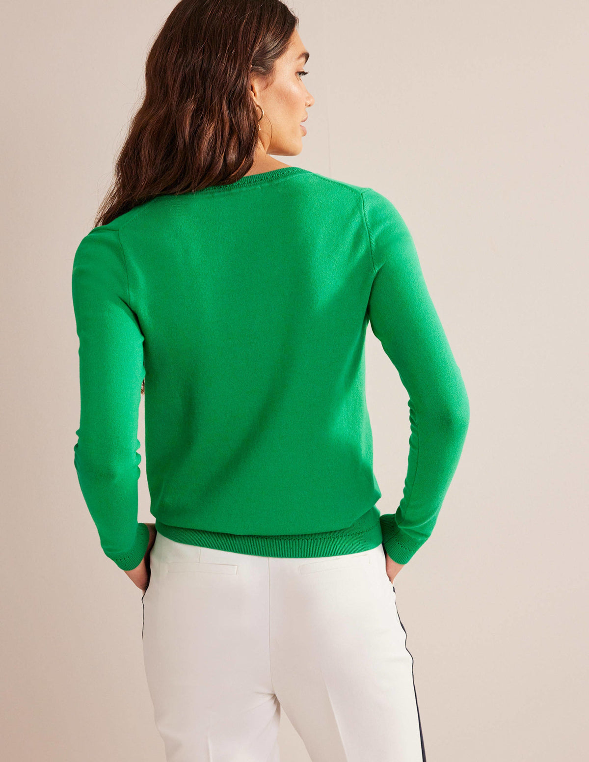 Catriona Cotton V-Neck Jumper-Fresh Mint Green - Image 3