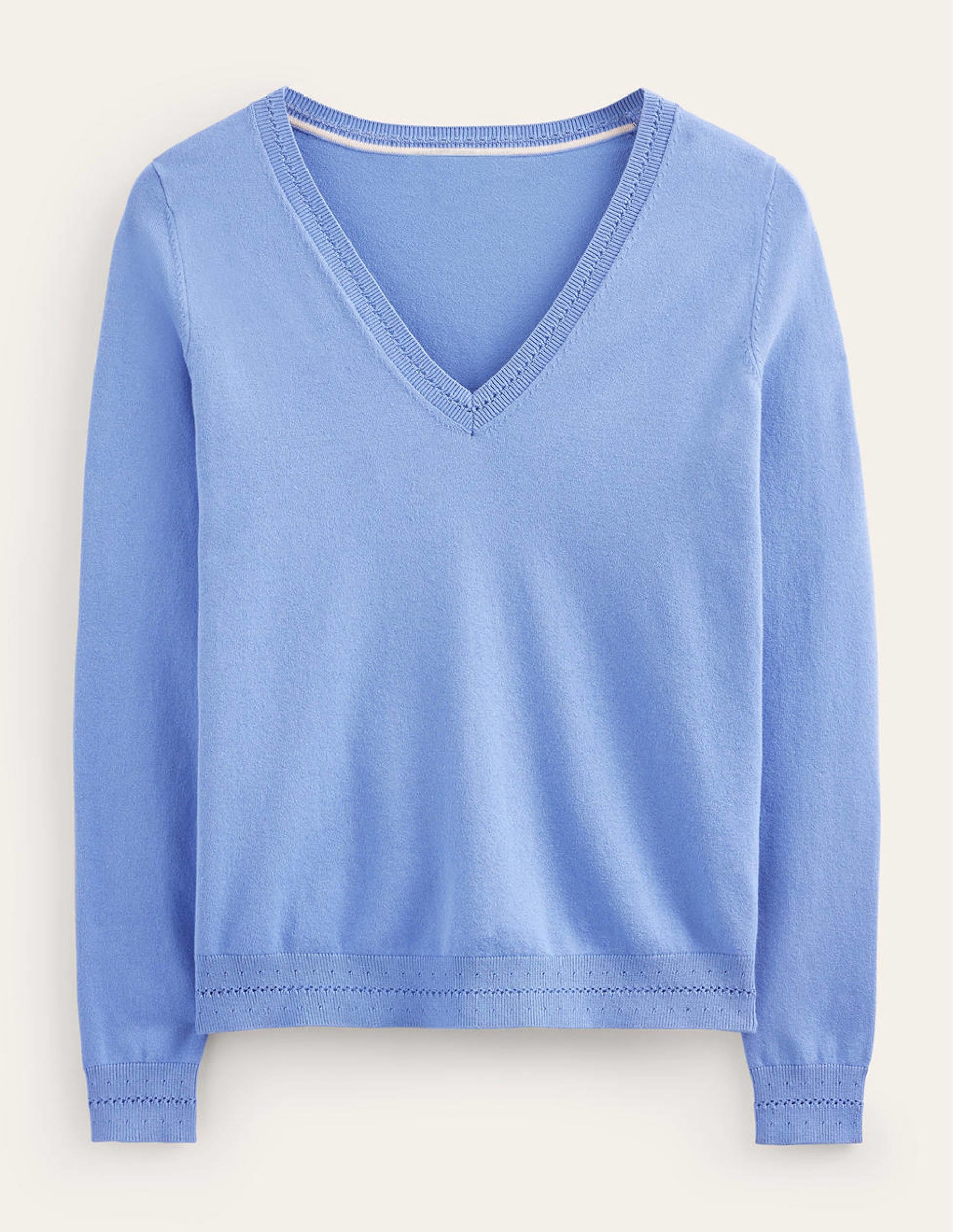 Catriona Cotton V-Neck Jumper-Marina - Image 5