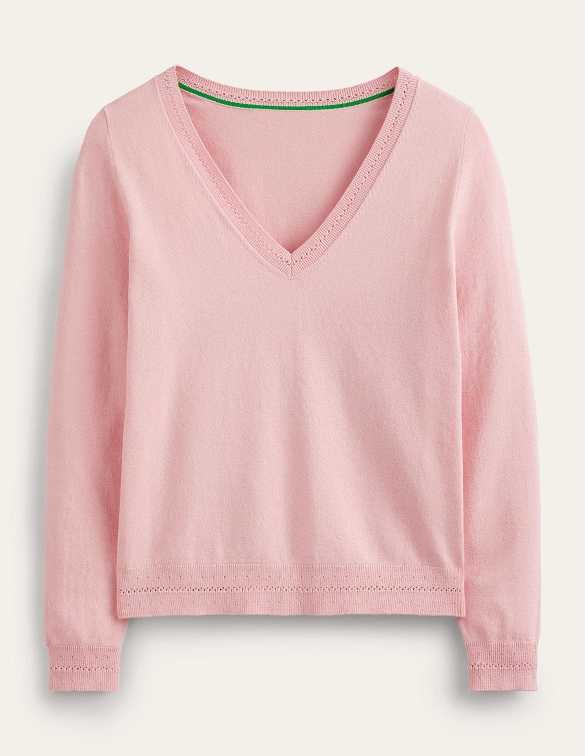 Catriona Cotton V-Neck Jumper-Carmine Rose - Image 5