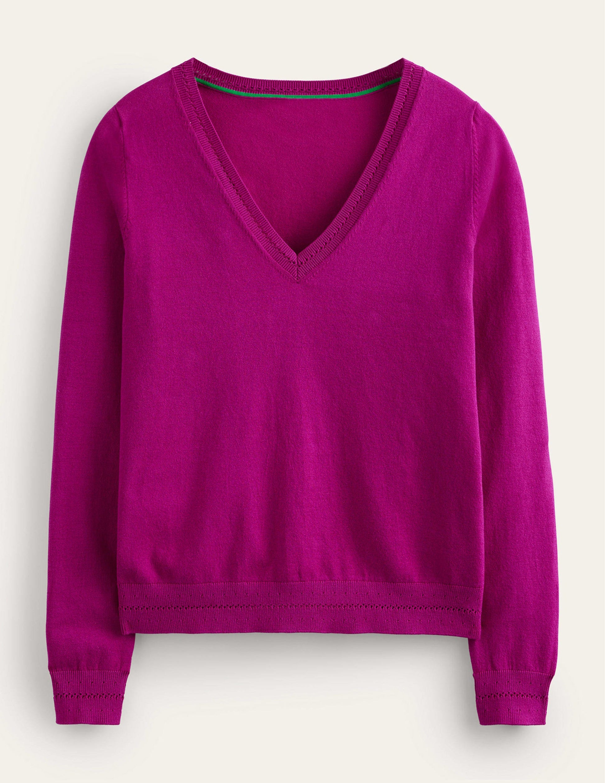 Catriona Cotton V-Neck Jumper-Festival Fuchsia-6