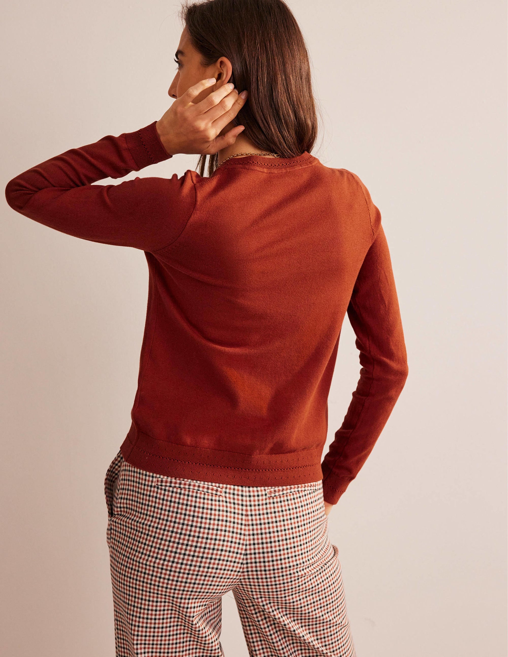 Catriona Cotton Cardigan-Chestnut Brown - Image 3