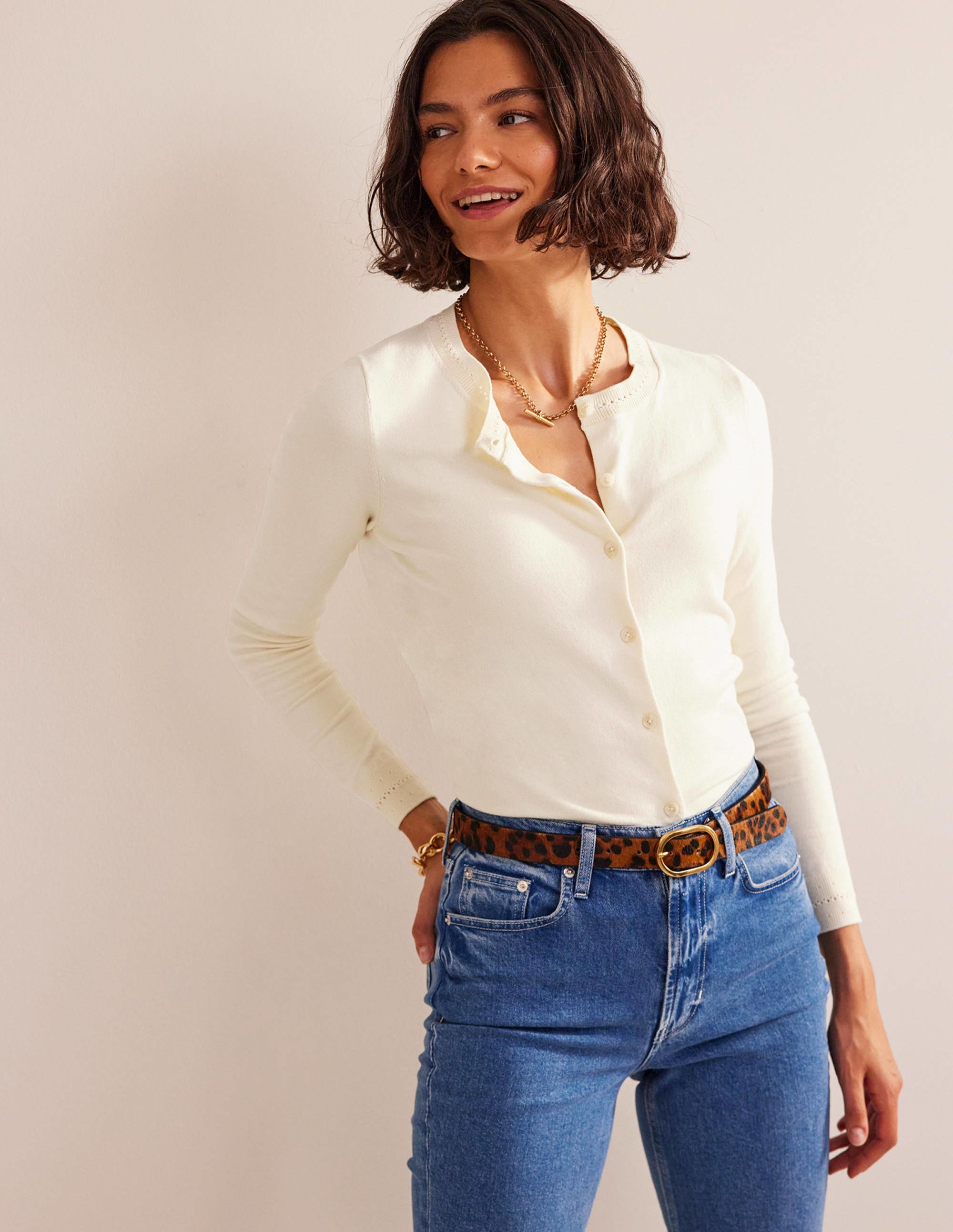 Catriona Cotton Cardigan-Warm Ivory - Image 2