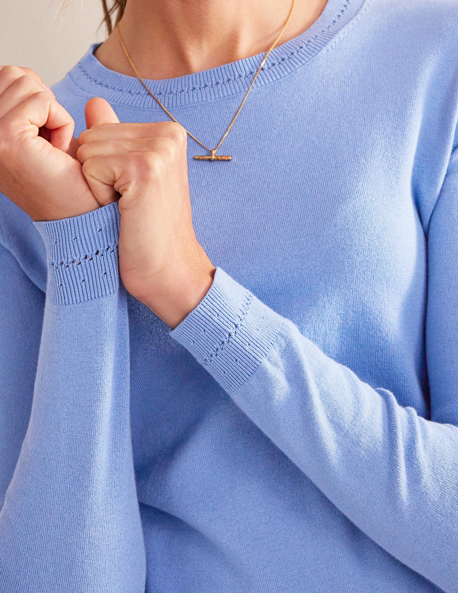Catriona Cotton Crew Jumper-Marina-2