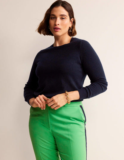 Eva Cashmere Crew Neck Sweater-Navy