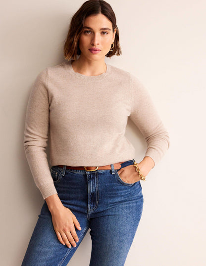 Eva Cashmere Crew Neck Sweater-Chinchilla Melange