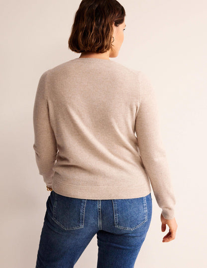 Eva Cashmere Crew Neck Sweater-Chinchilla Melange