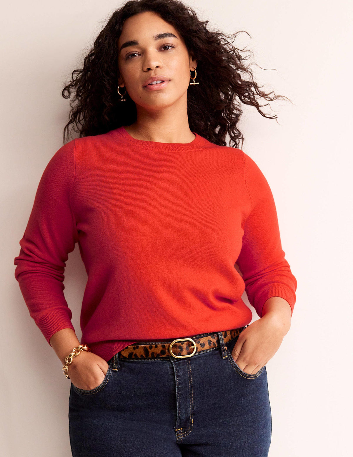 Eva Cashmere Crew Neck Sweater-Firecracker Red - Image 5