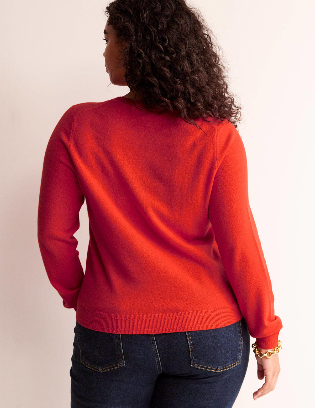 Eva Cashmere Crew Neck Sweater-Firecracker Red-6