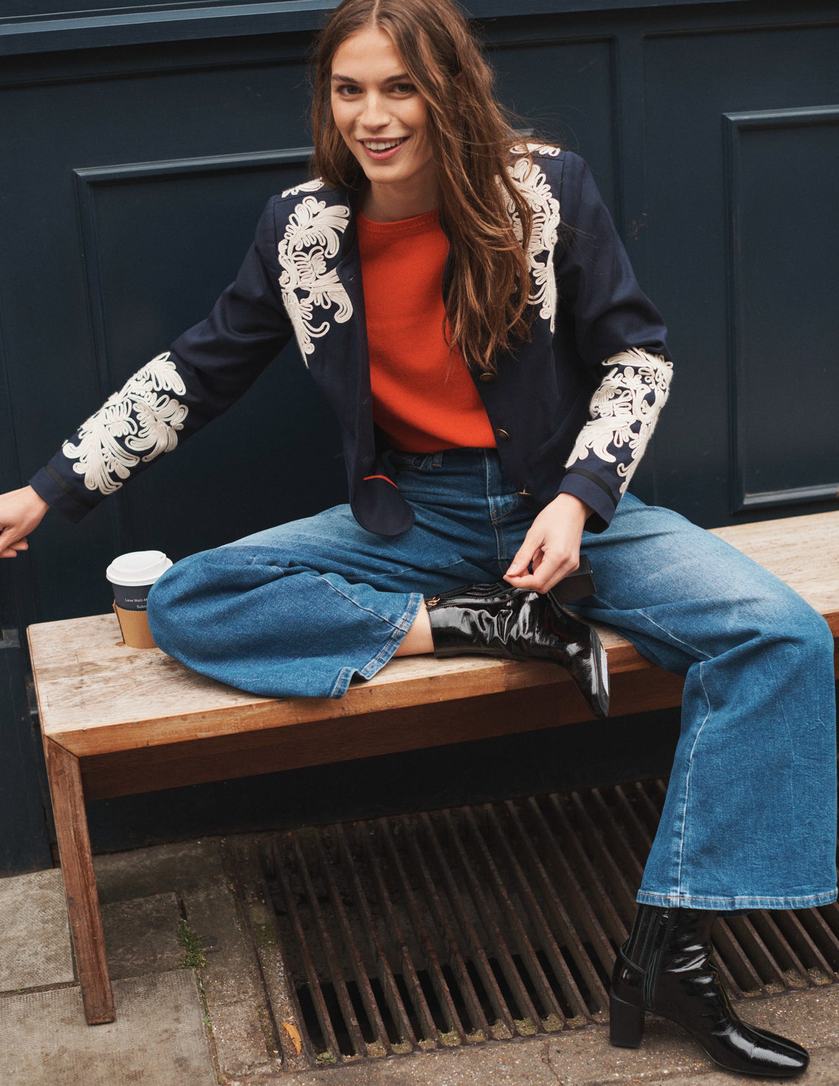 Eva Cashmere Crew Neck Sweater-Firecracker Red - Image 7