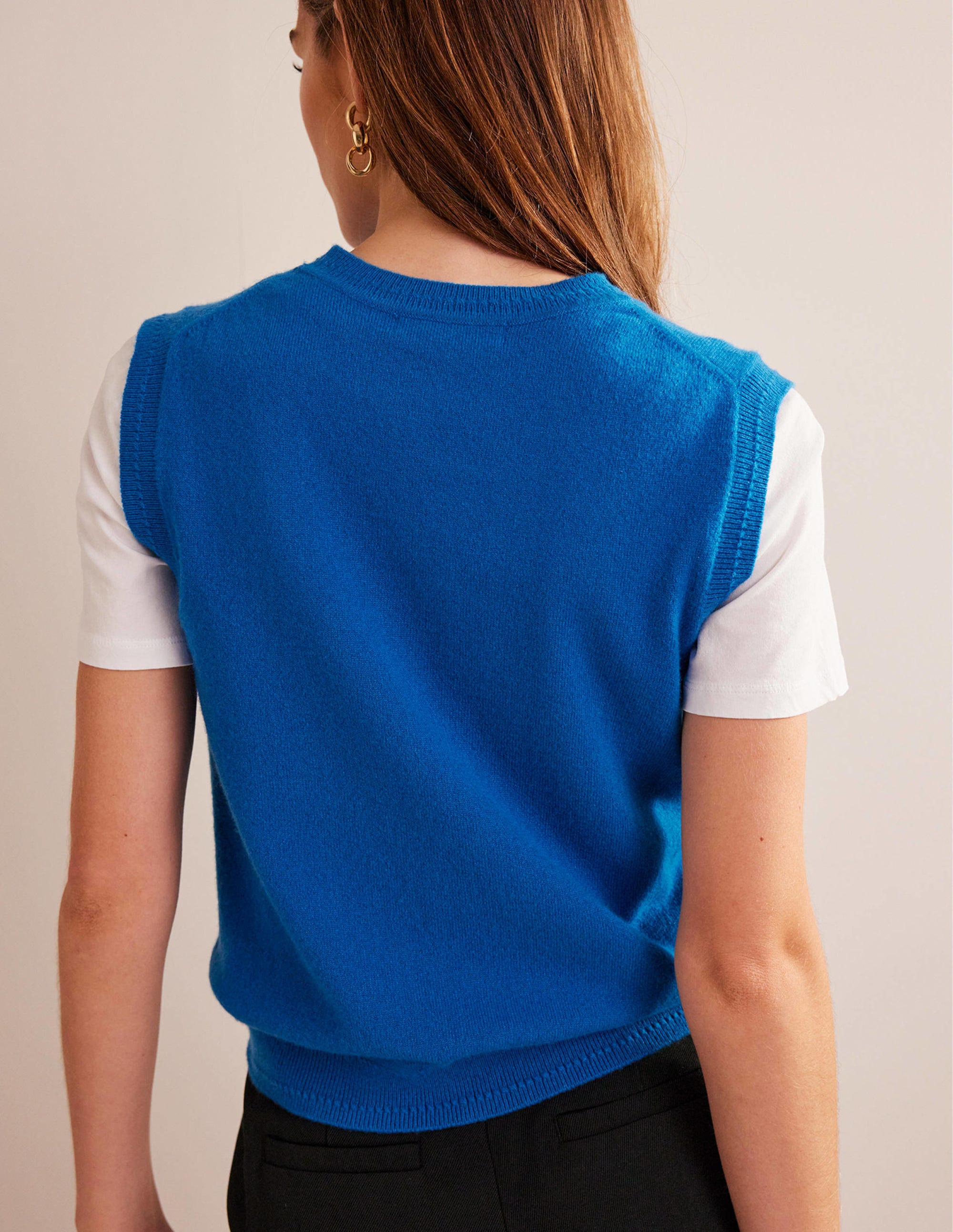 Eva Cashmere Vest-Cyan - Image 3