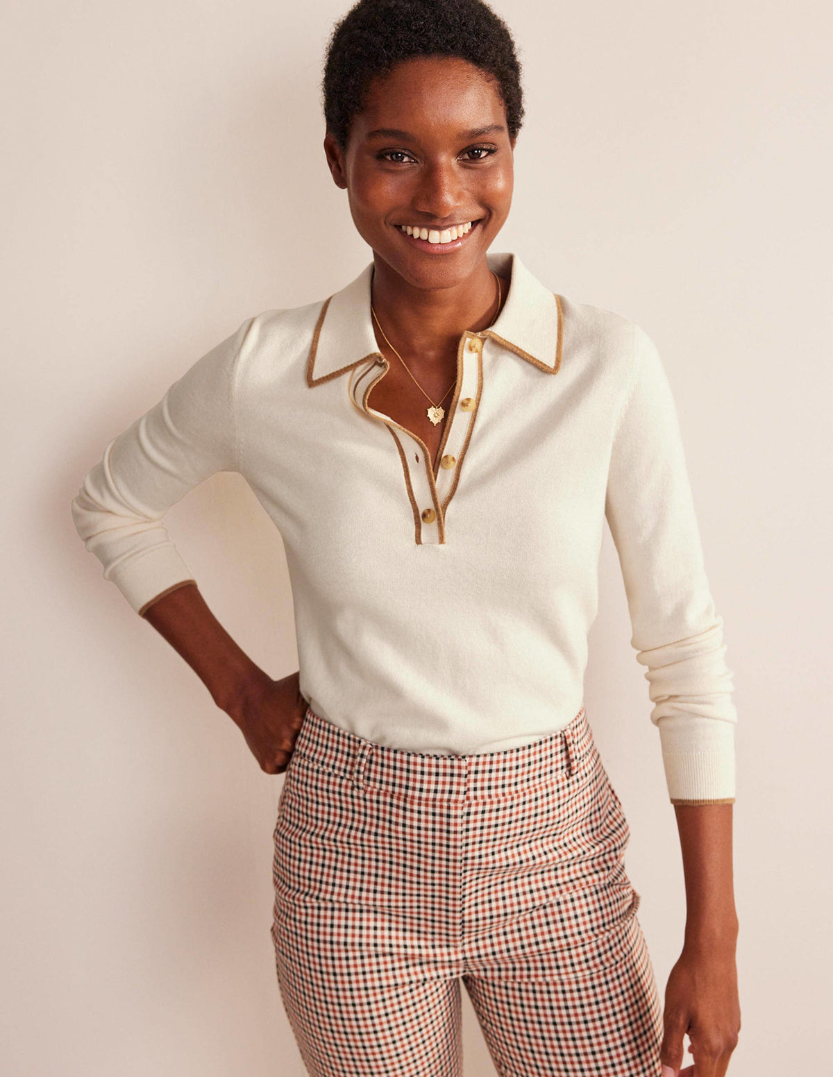 Estelle Henley Sweater-Warm Ivory - Image 1