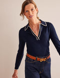 Estelle Henley Sweater-Navy