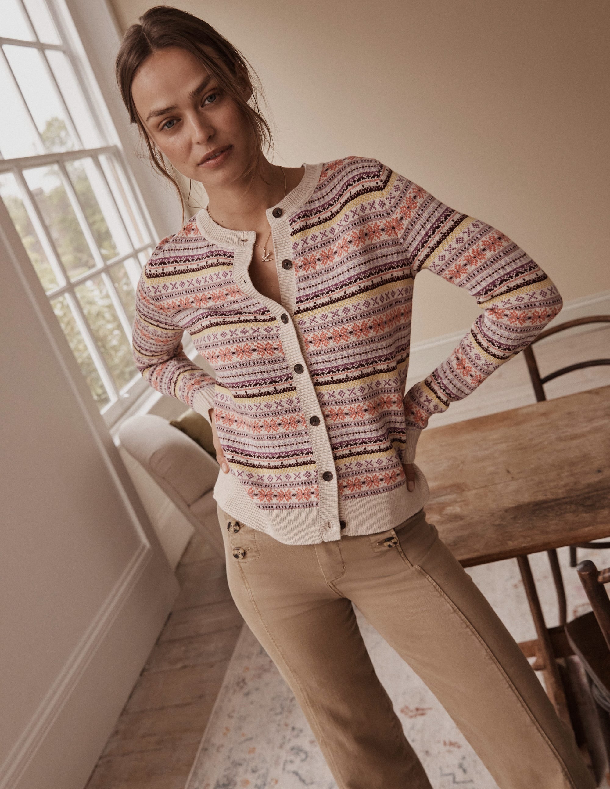 Edie Fair Isle Cardigan-Chalky Pink Fair Isle - Image 6