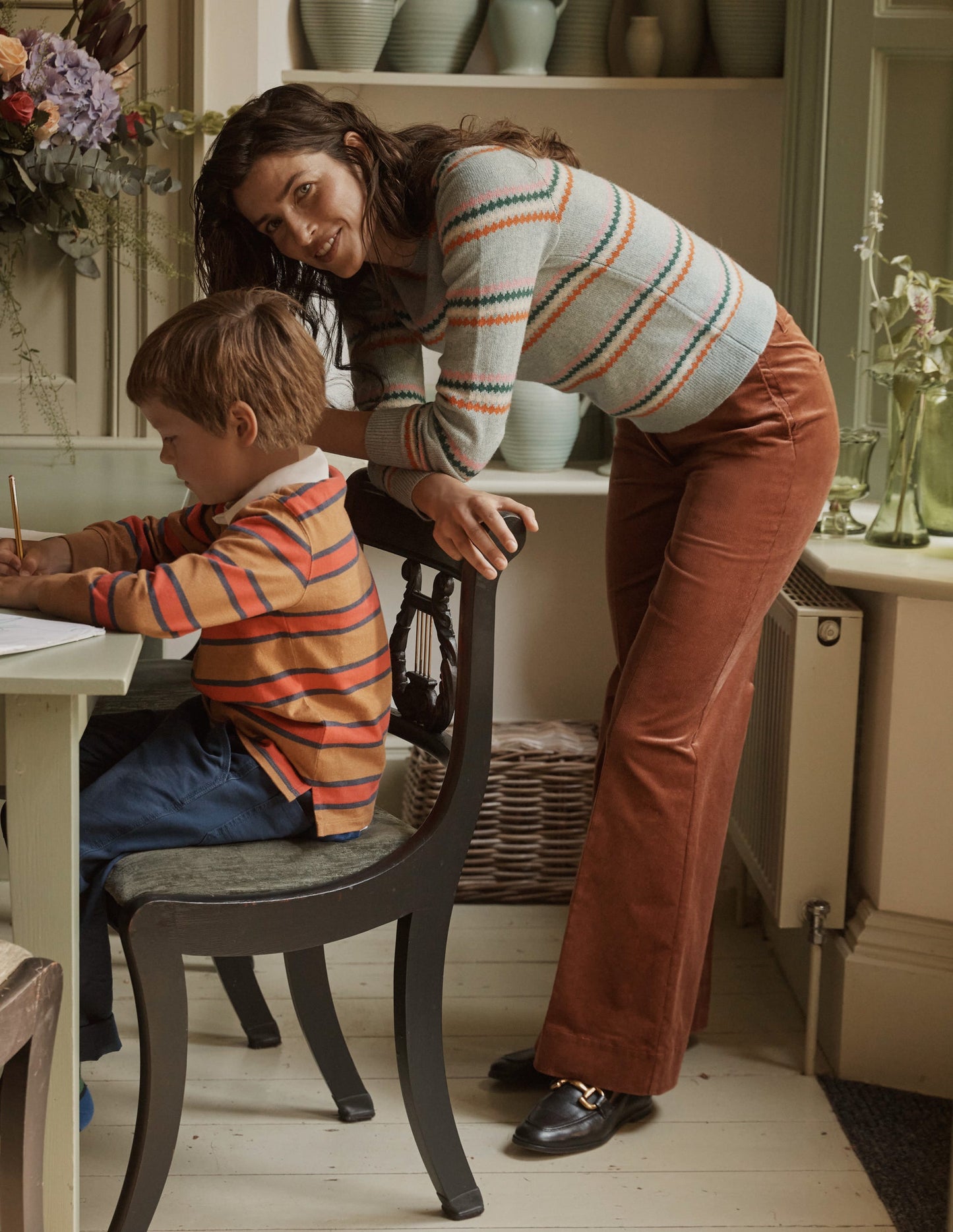 Edie Fair Isle Sweater-Blue Diamond Stripe