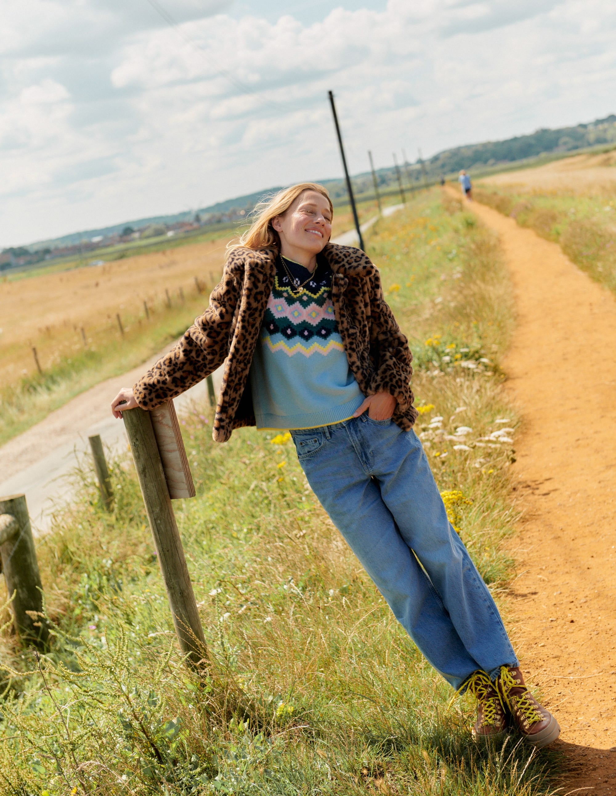 Edie Fair Isle Sweater-Blue Diamond Stripe - Image 8