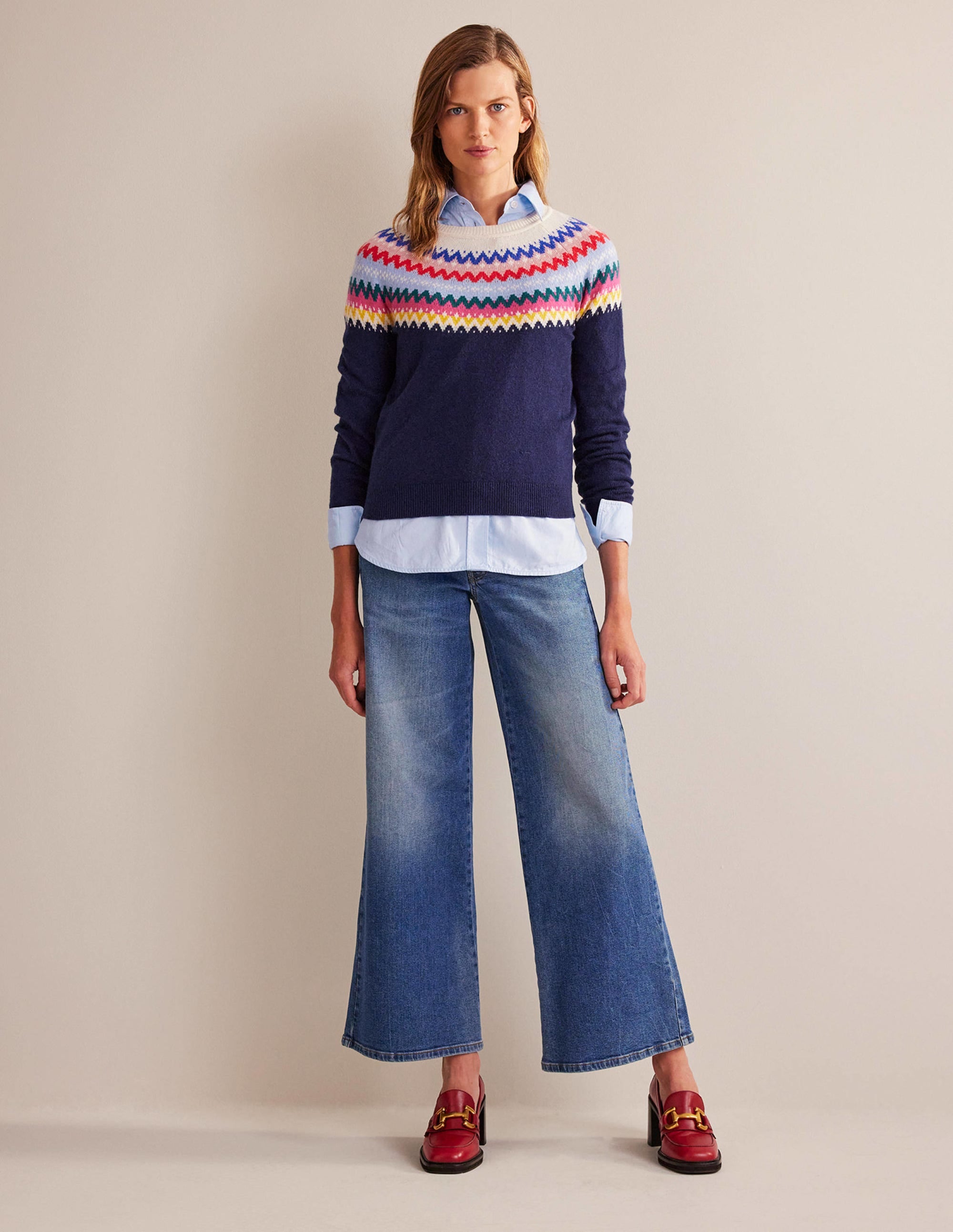 Edie Fair Isle Sweater-Navy Classic Fair Isle - Image 5
