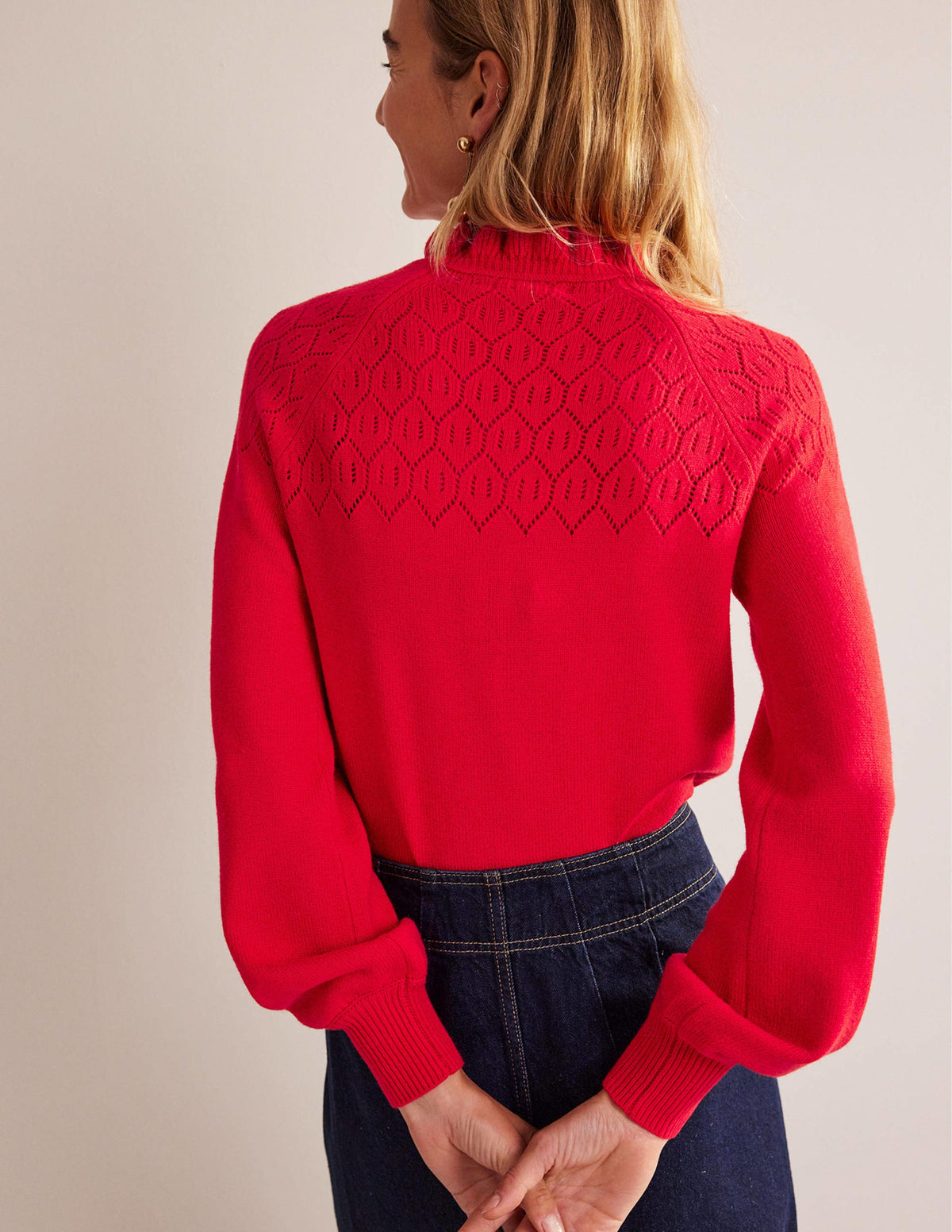 Pointelle Detailed Sweater-Hot Pepper - Image 3
