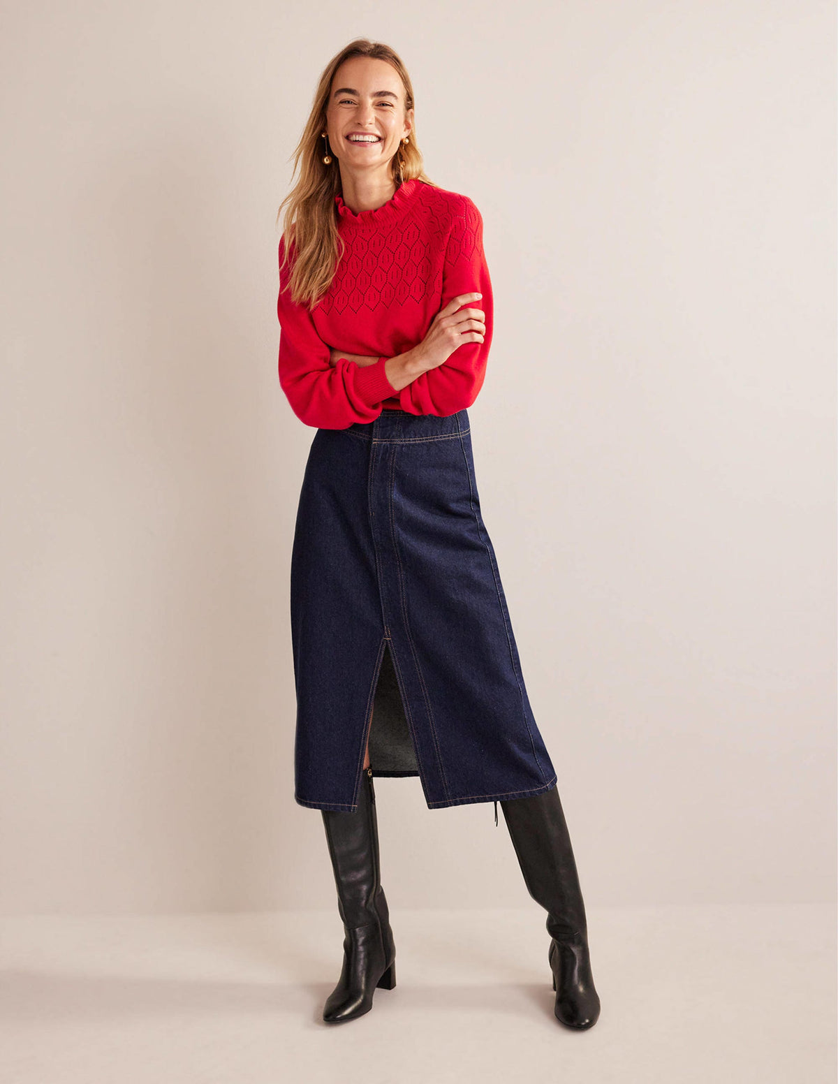 Pointelle Detailed Sweater-Hot Pepper - Image 4