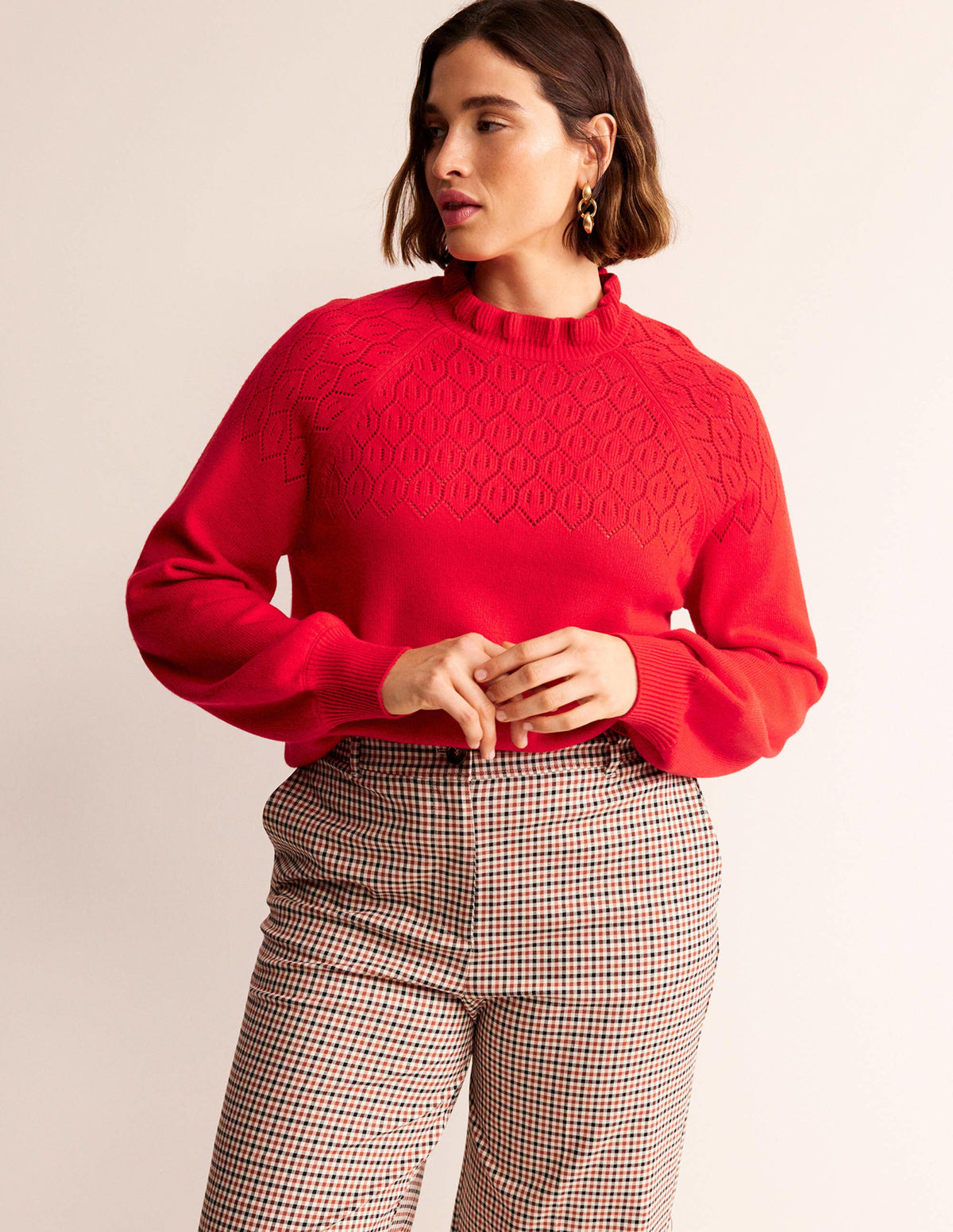 Pointelle Detailed Sweater-Hot Pepper - Image 5