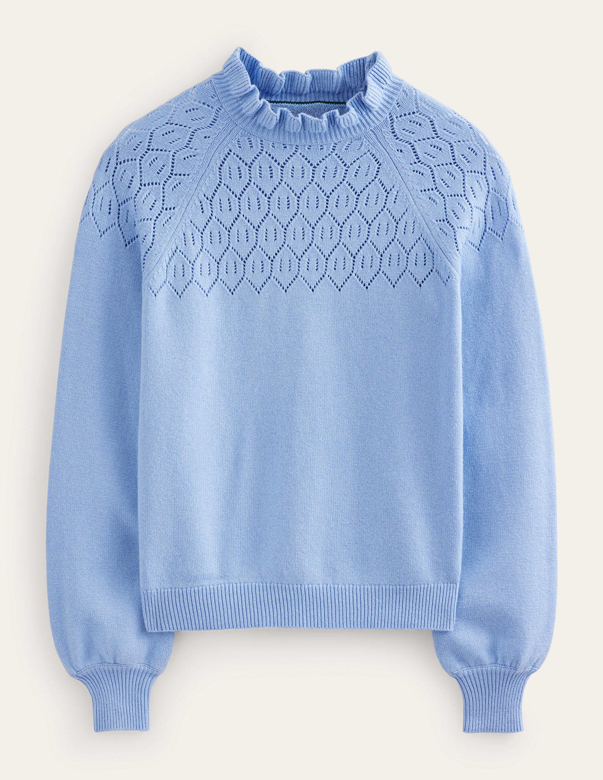 Pointelle Detailed Sweater-Cornflower-6