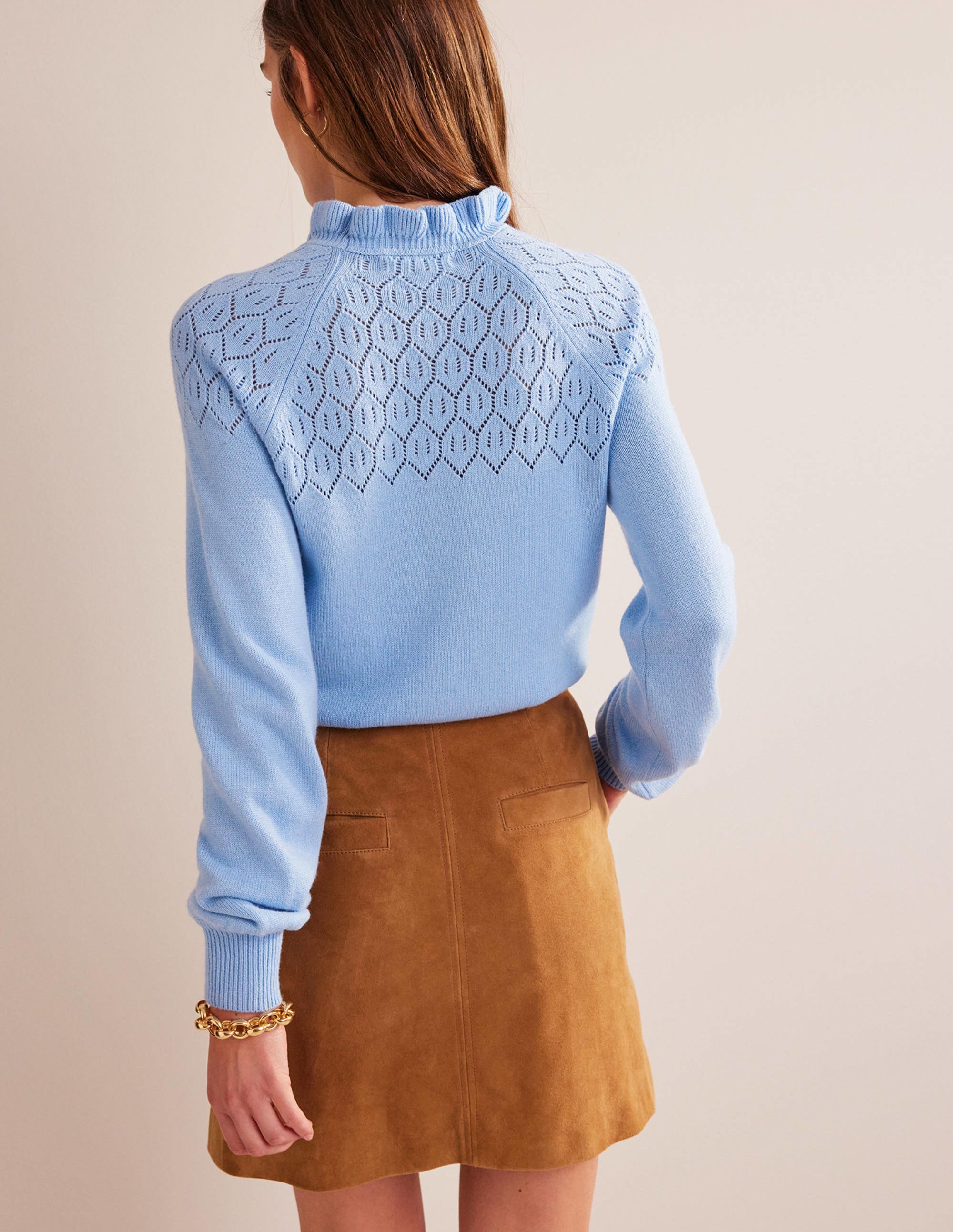 Pointelle Detailed Sweater-Cornflower - Image 3
