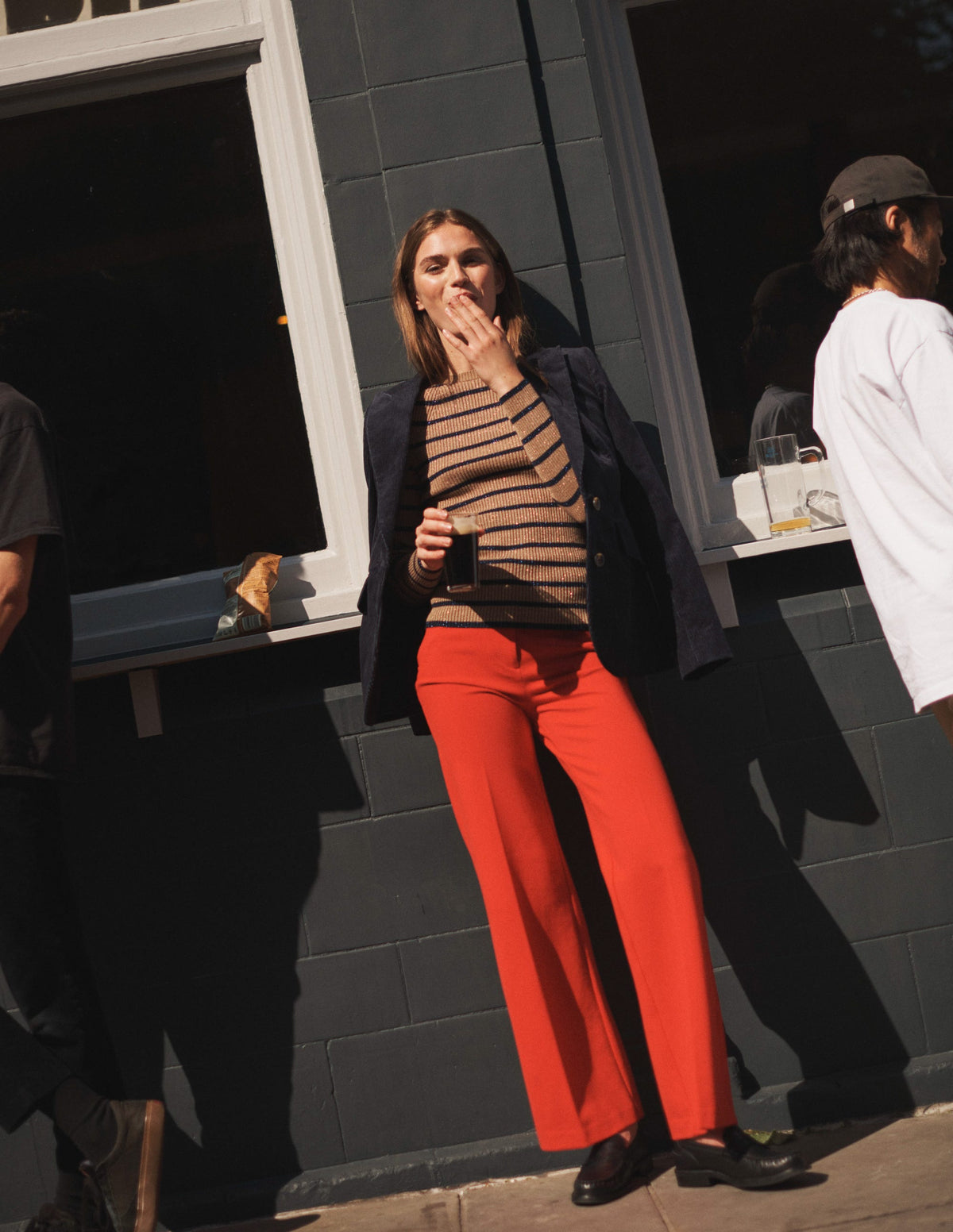 Effie Sparkle Stripe Sweater-Camel and Navy Stripe - Image 5