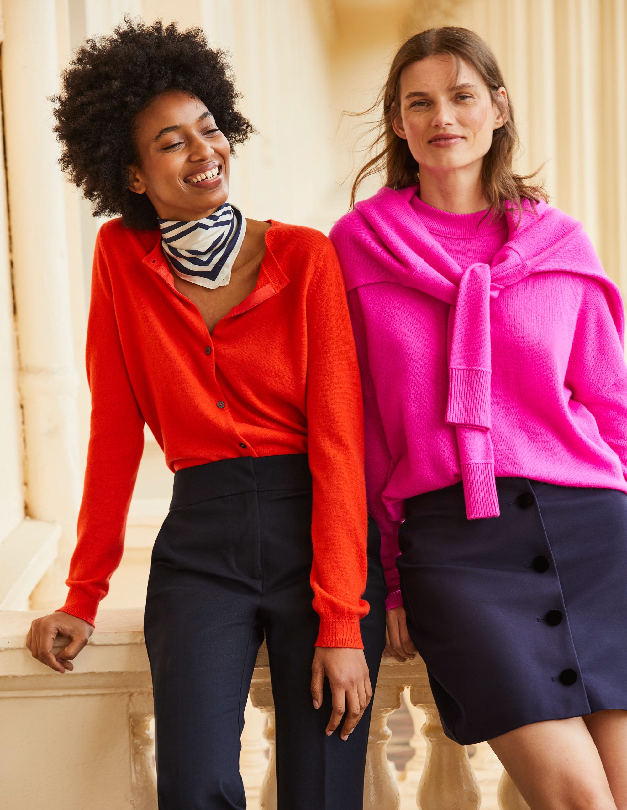 Eva Cashmere Crew Cardigan-Fiesta Orange - Image 5
