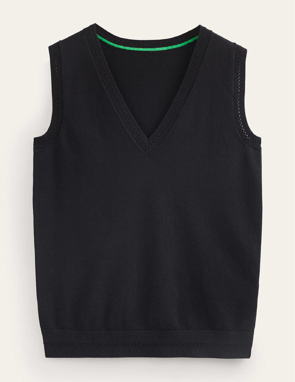 Catriona Cotton V-Neck Vest-Black-5