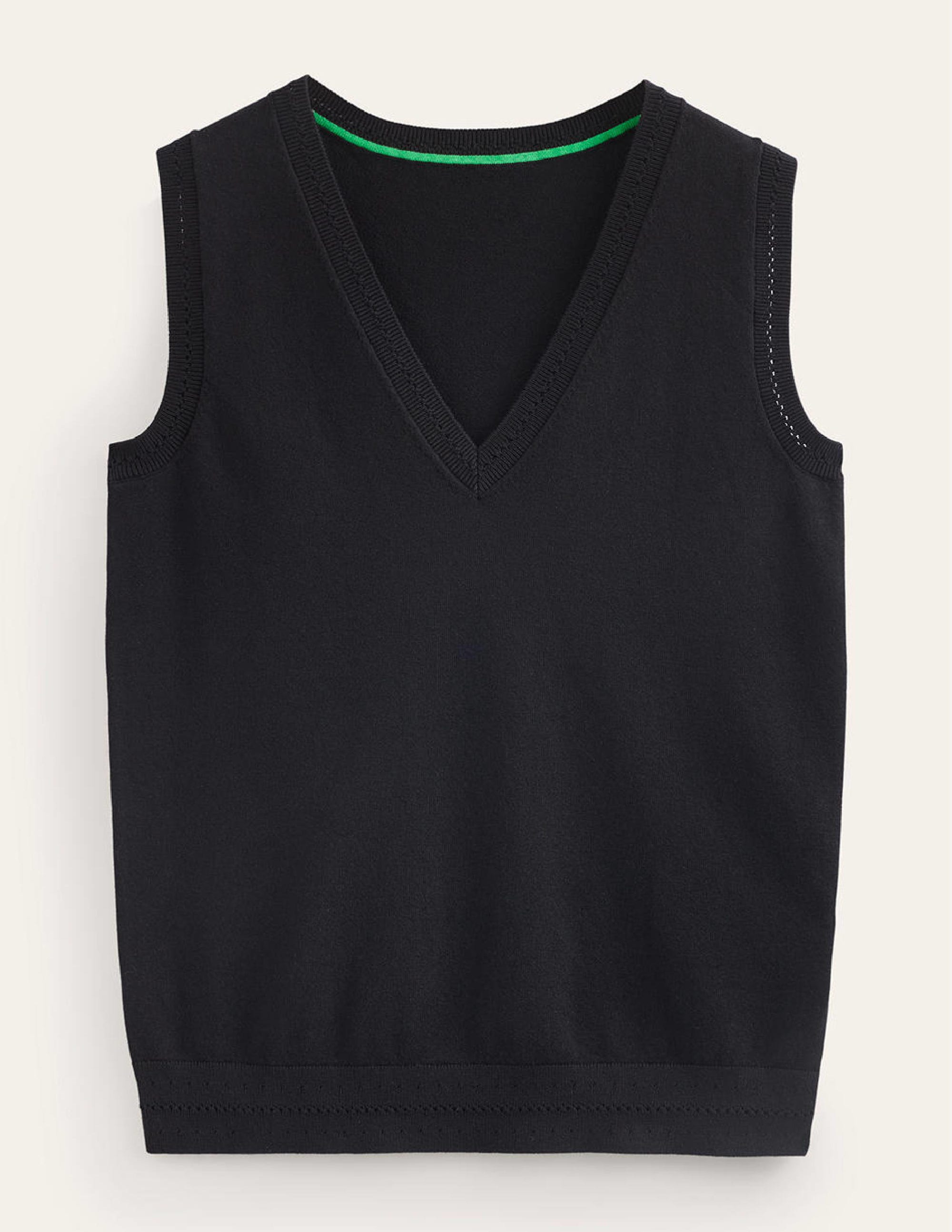Catriona Cotton V-Neck Vest-Black - Image 5