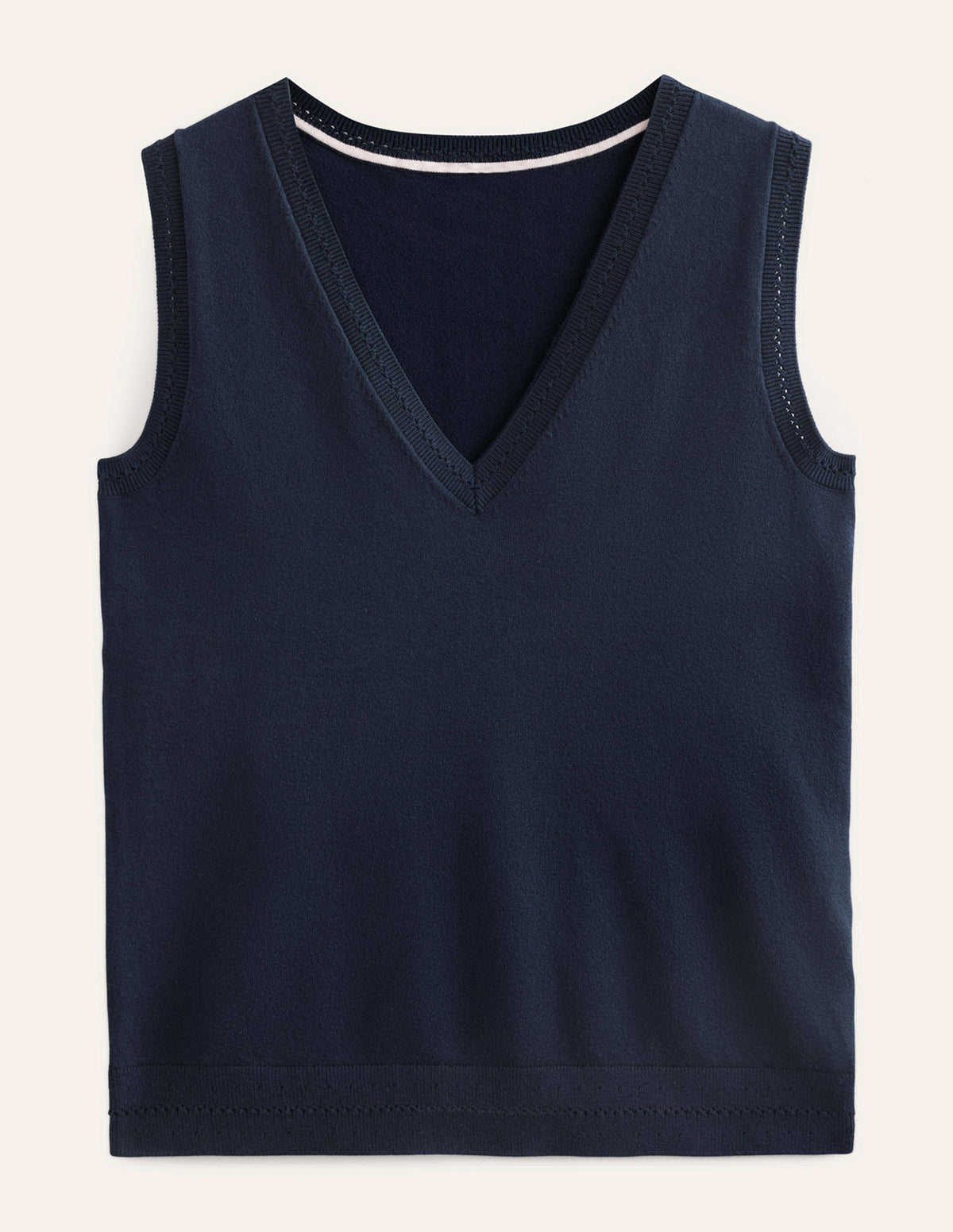 Catriona Cotton V-Neck Vest-Navy - Image 5