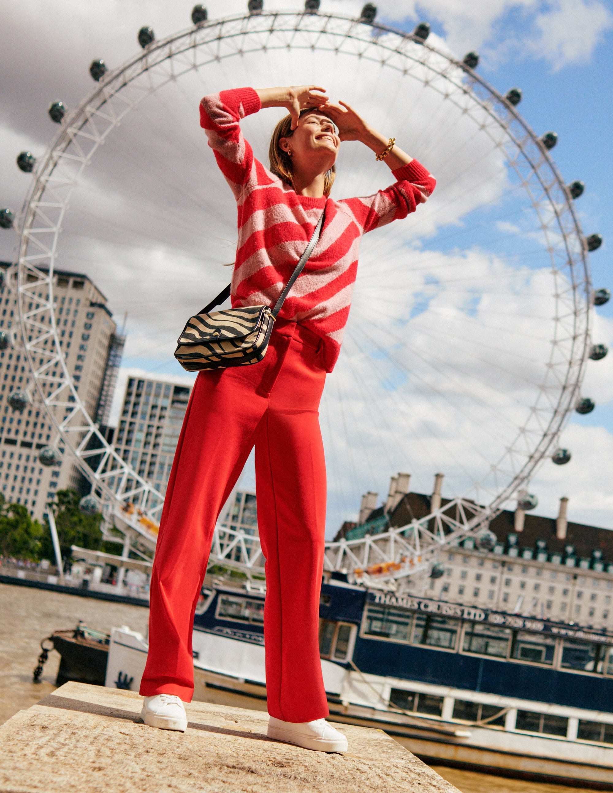 Fluffy Diagonal Stripe Sweater-Pink and Orange Stripe - Image 5