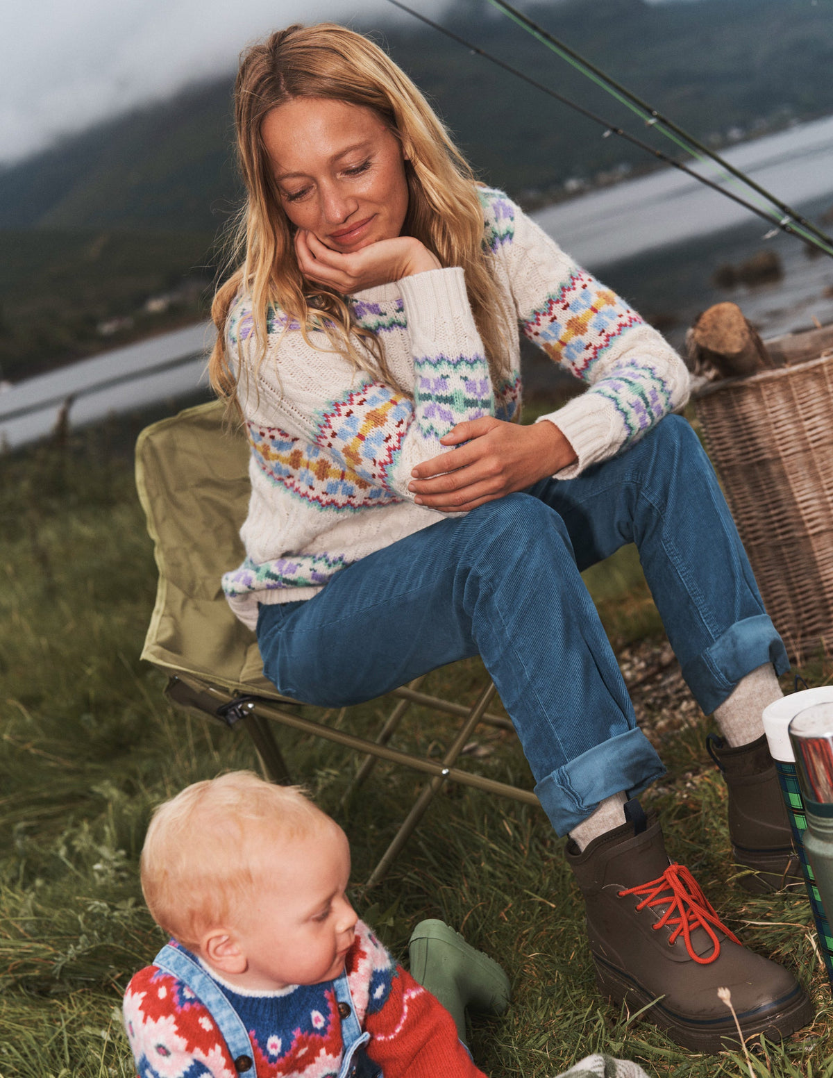 Cable Knit Fair Isle Sweater-Warm Ivory - Image 5